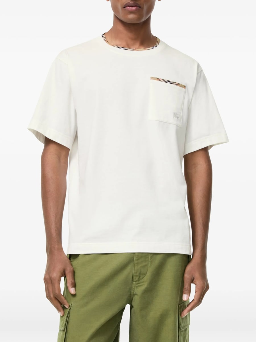 Burberry Burberry Check-trim Cotton T-shirt, view 3