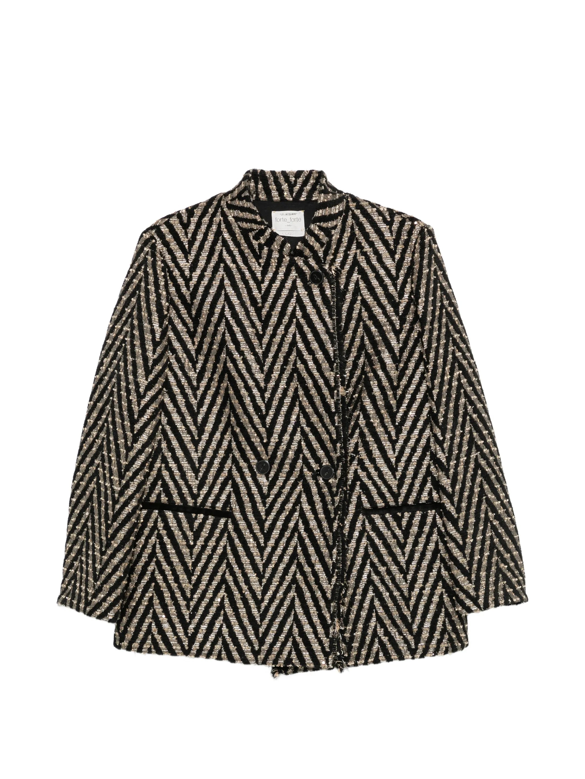 Forte_Forte Forte Forte Chevron-knit Fringed Coat