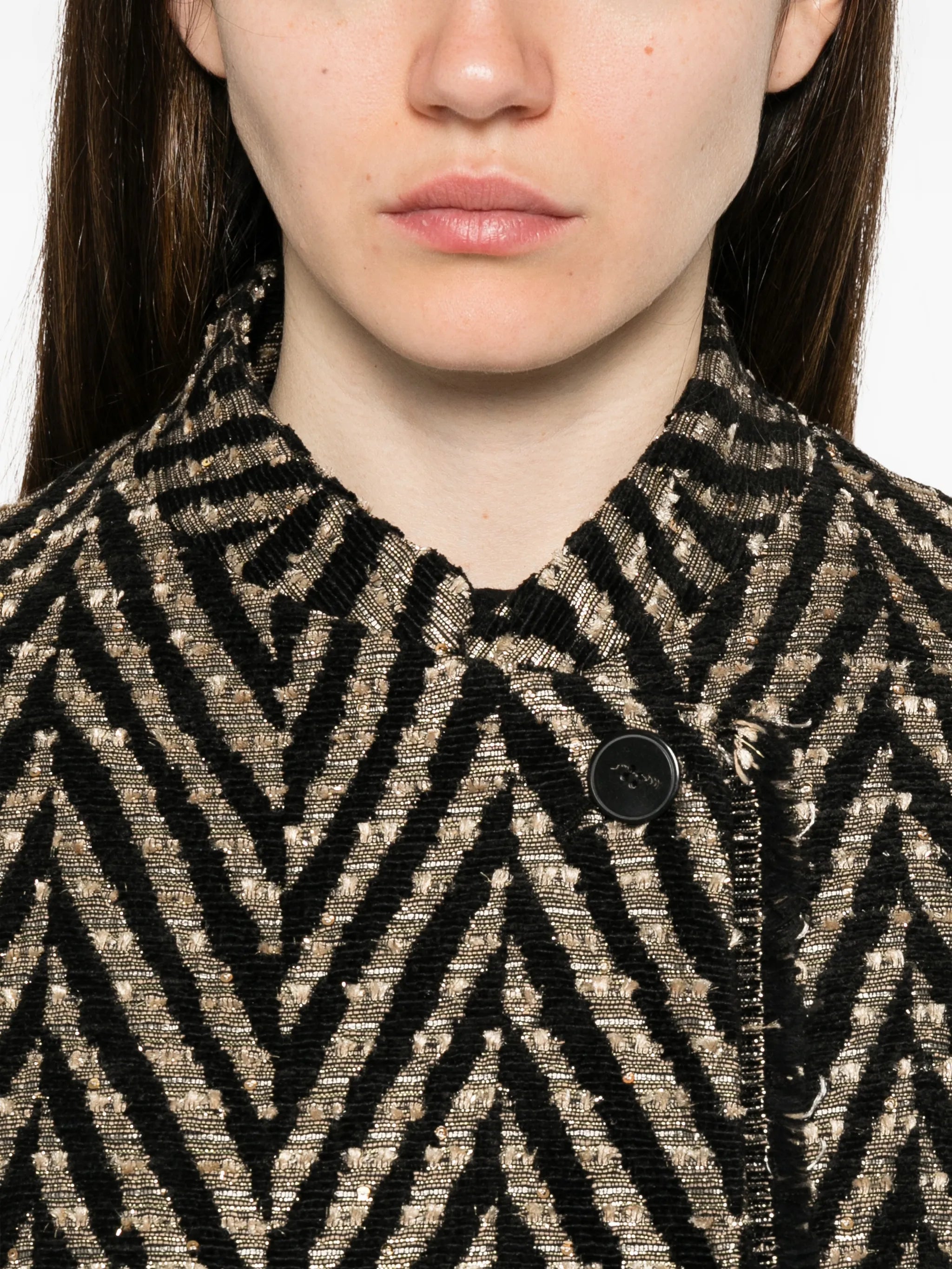 Forte_Forte Forte Forte Chevron-knit Fringed Coat, view 2