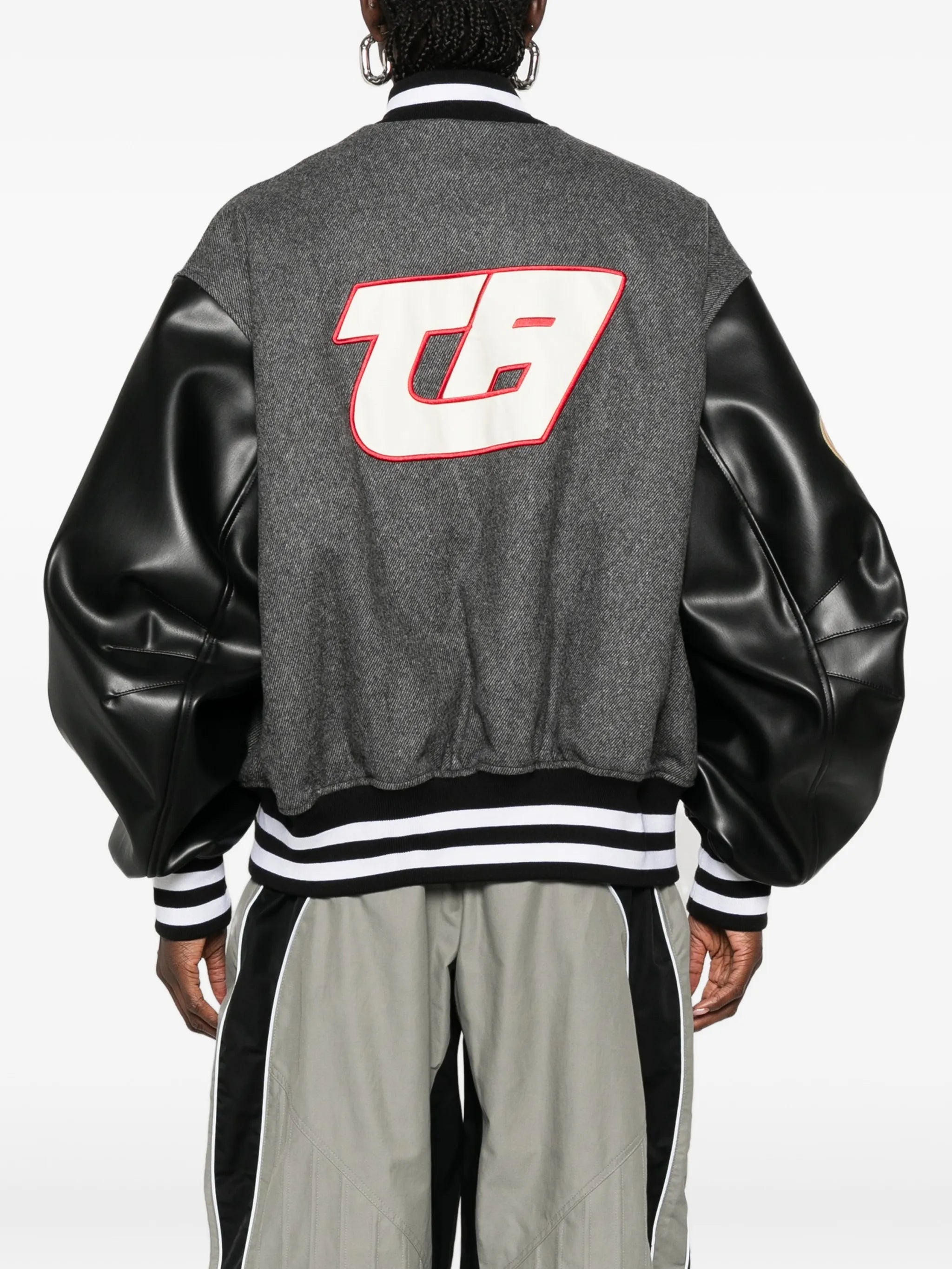 The Attico The Attico Logo-patch Panelled Bomber Jacket, view 2