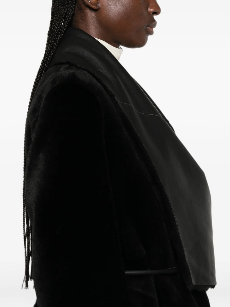 Blancha Blancha Leather-panelled Shearling Coat, view 2
