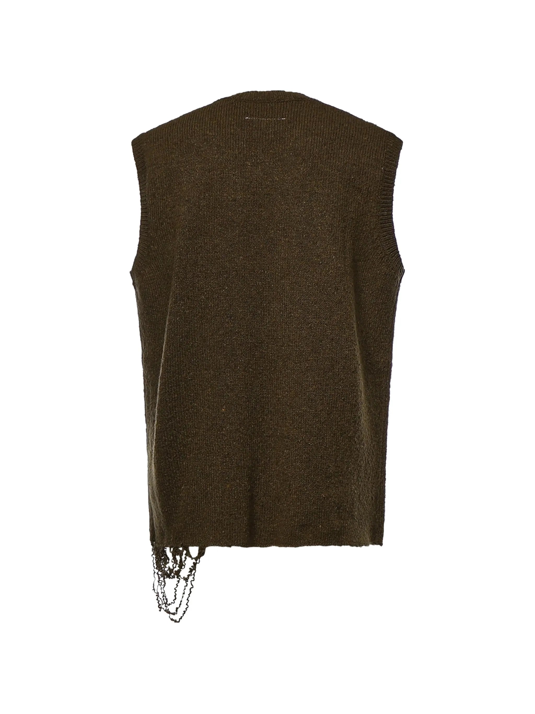 MM6 Maison Margiela Mm6 Maison Margiela Distressed V-neck Sweater, view 2