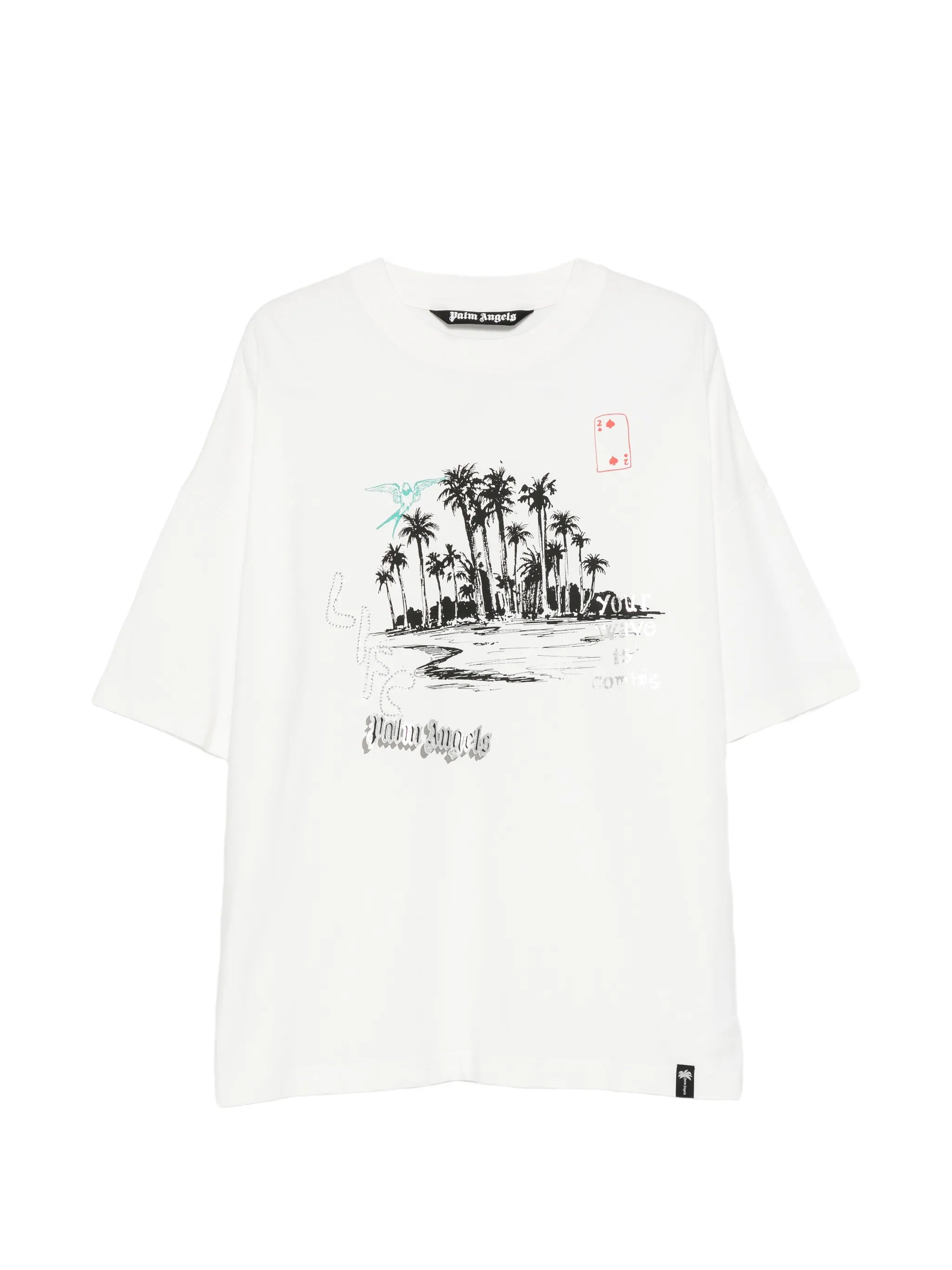 Palm Angels Palm Angels Graphic-print Rhinestone-embellished T-shirt