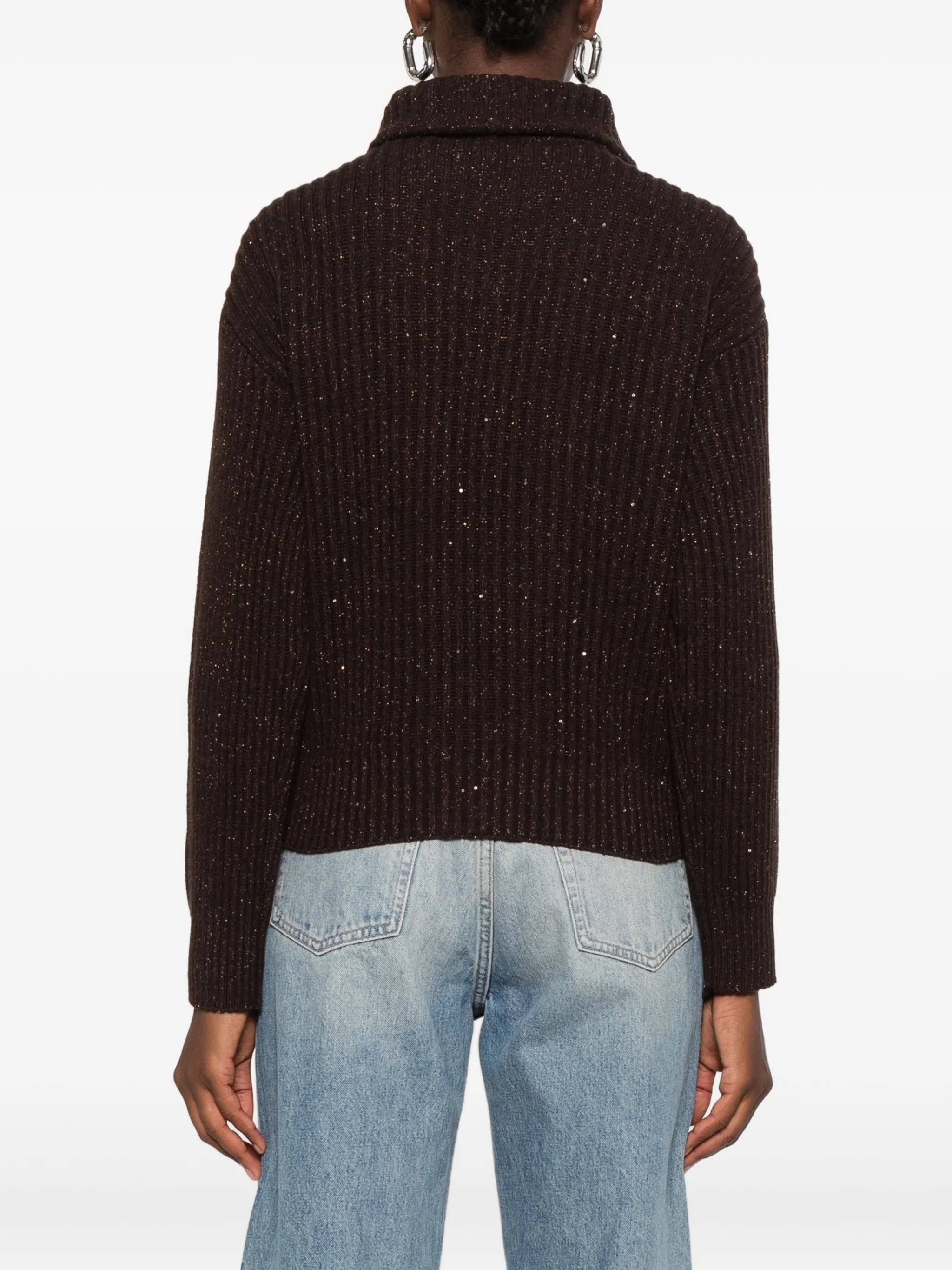 Brunello Cucinelli Brunello Cucinelli Sparkling & Dazzling Ribbed-knit Sequin-embellished Cardigan, view 2