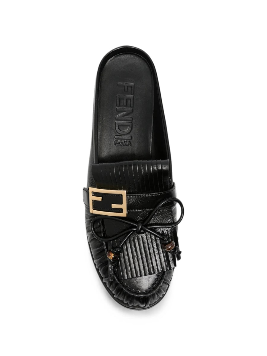 Fendi Fendi O'Lock Fringed Mules, view 3