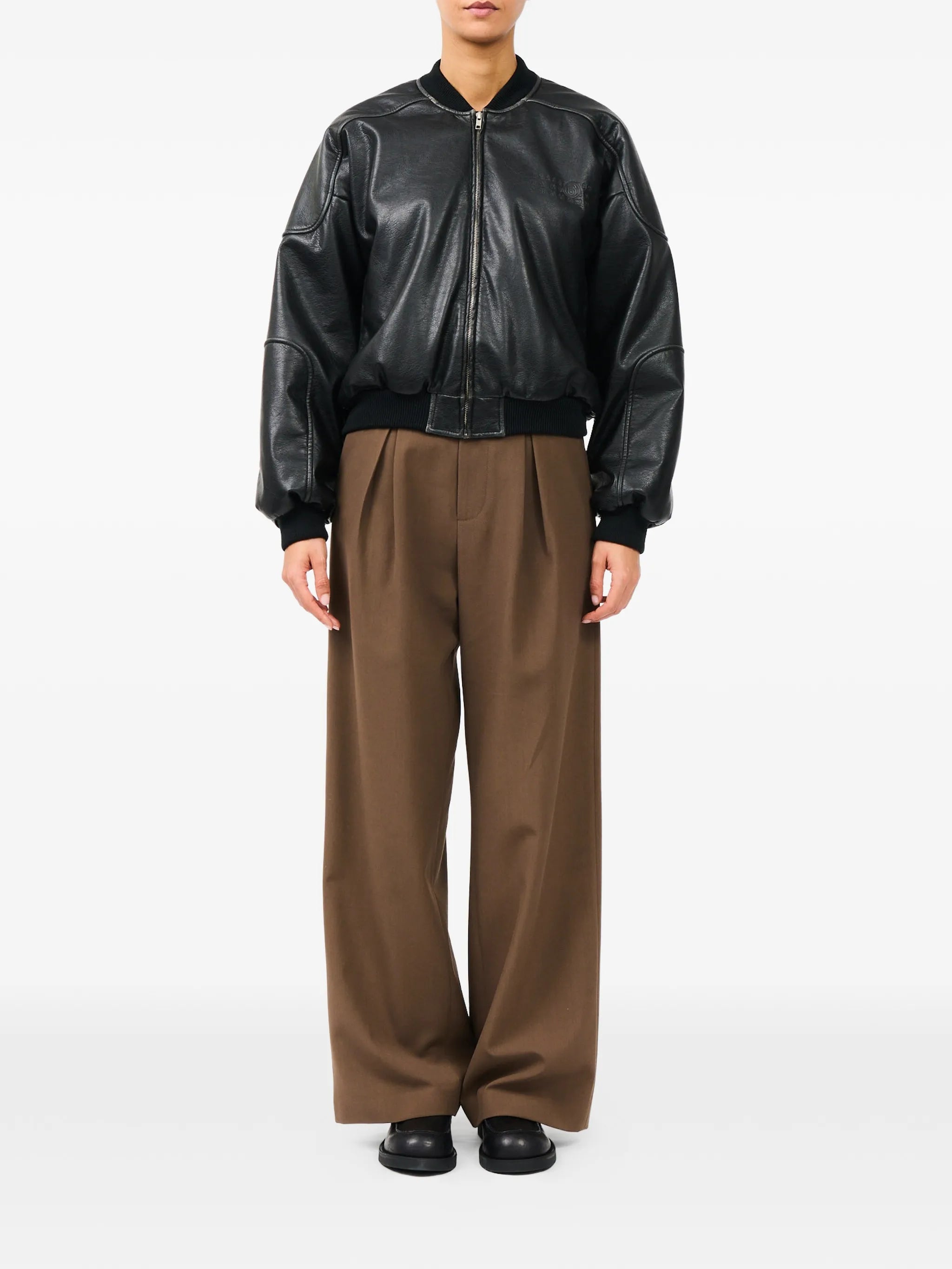 MM6 Maison Margiela Mm6 Maison Margiela Faux Leather Jacket With Rib-knit Trim, view 2