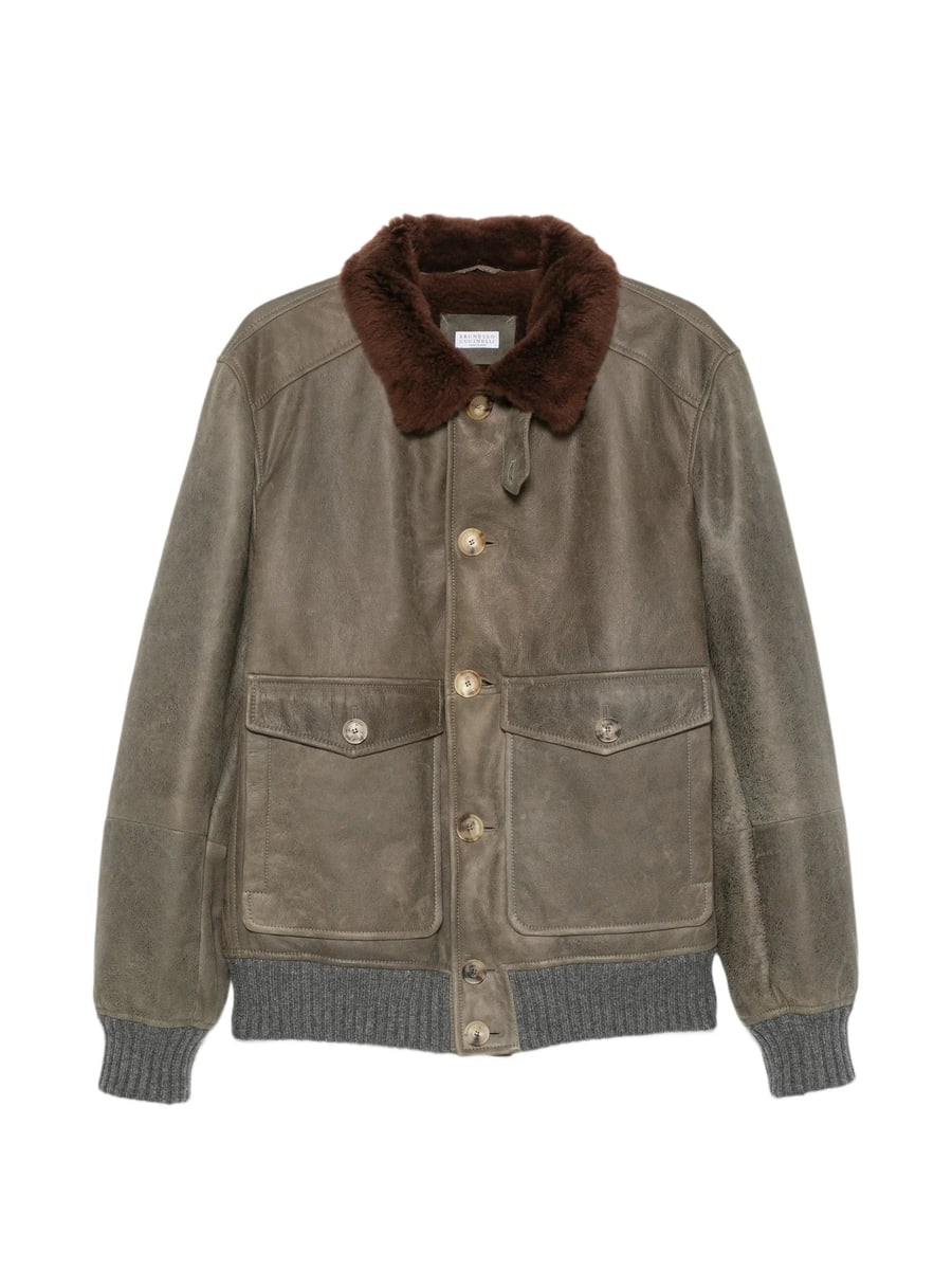 Brunello Cucinelli Brunello Cucinelli Shearling-trim Button-up Jacket