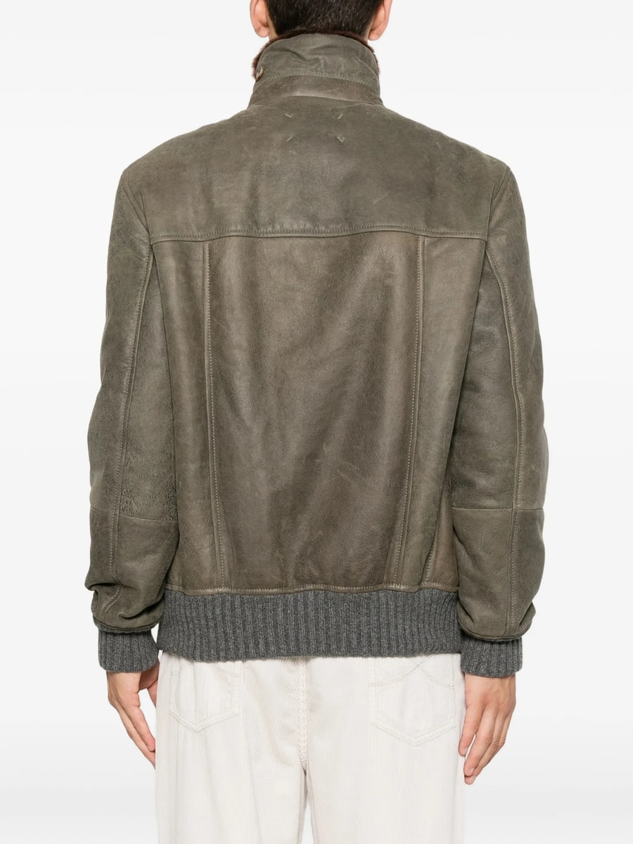 Brunello Cucinelli Brunello Cucinelli Shearling-trim Button-up Jacket, view 2