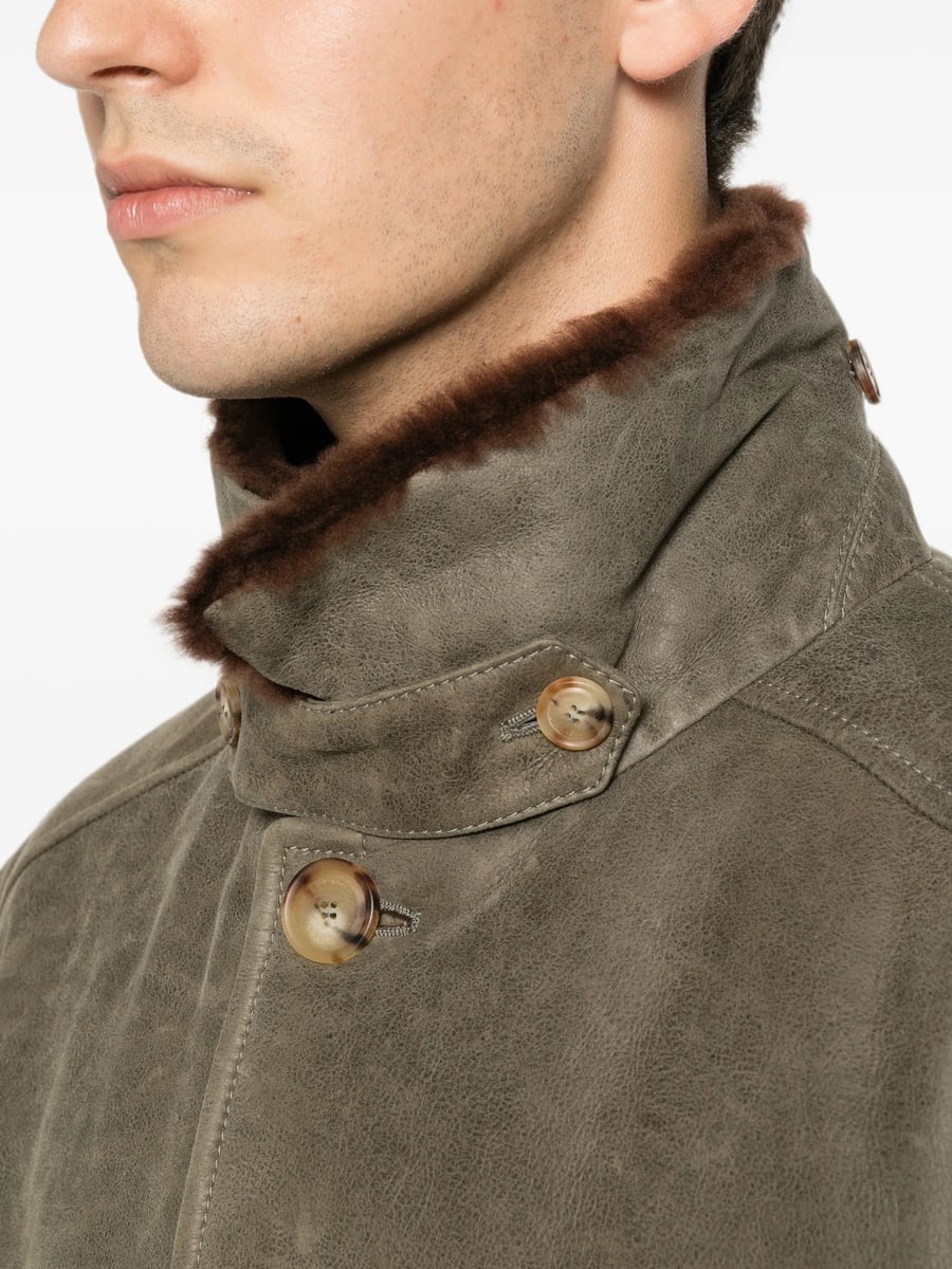 Brunello Cucinelli Brunello Cucinelli Shearling-trim Button-up Jacket, view 5