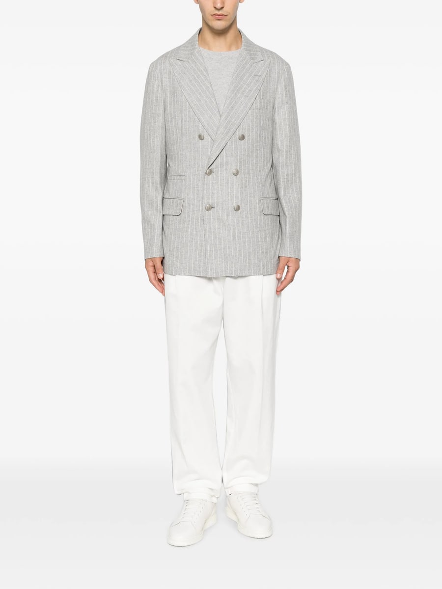 Brunello Cucinelli Brunello Cucinelli Pinstripe-pattern Double-breasted Blazer, view 3