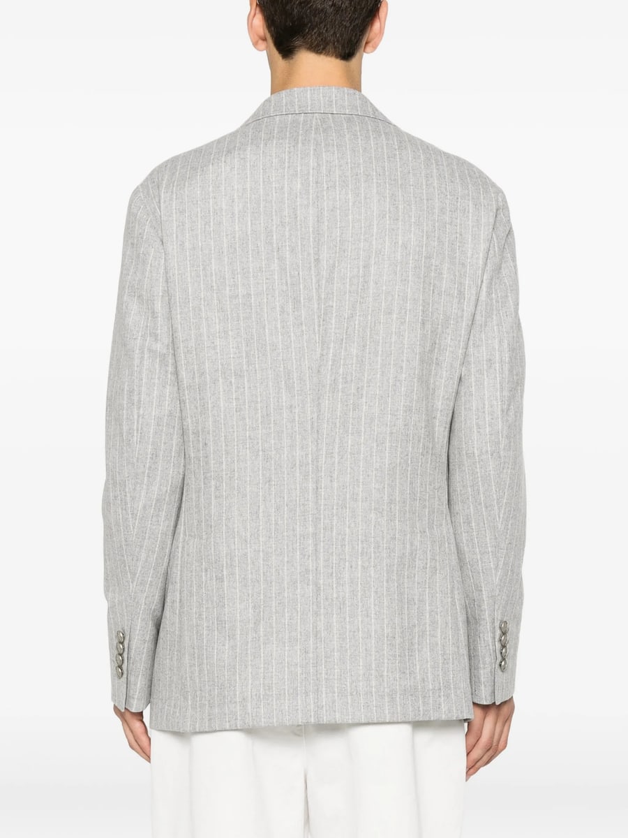 Brunello Cucinelli Brunello Cucinelli Pinstripe-pattern Double-breasted Blazer, view 4