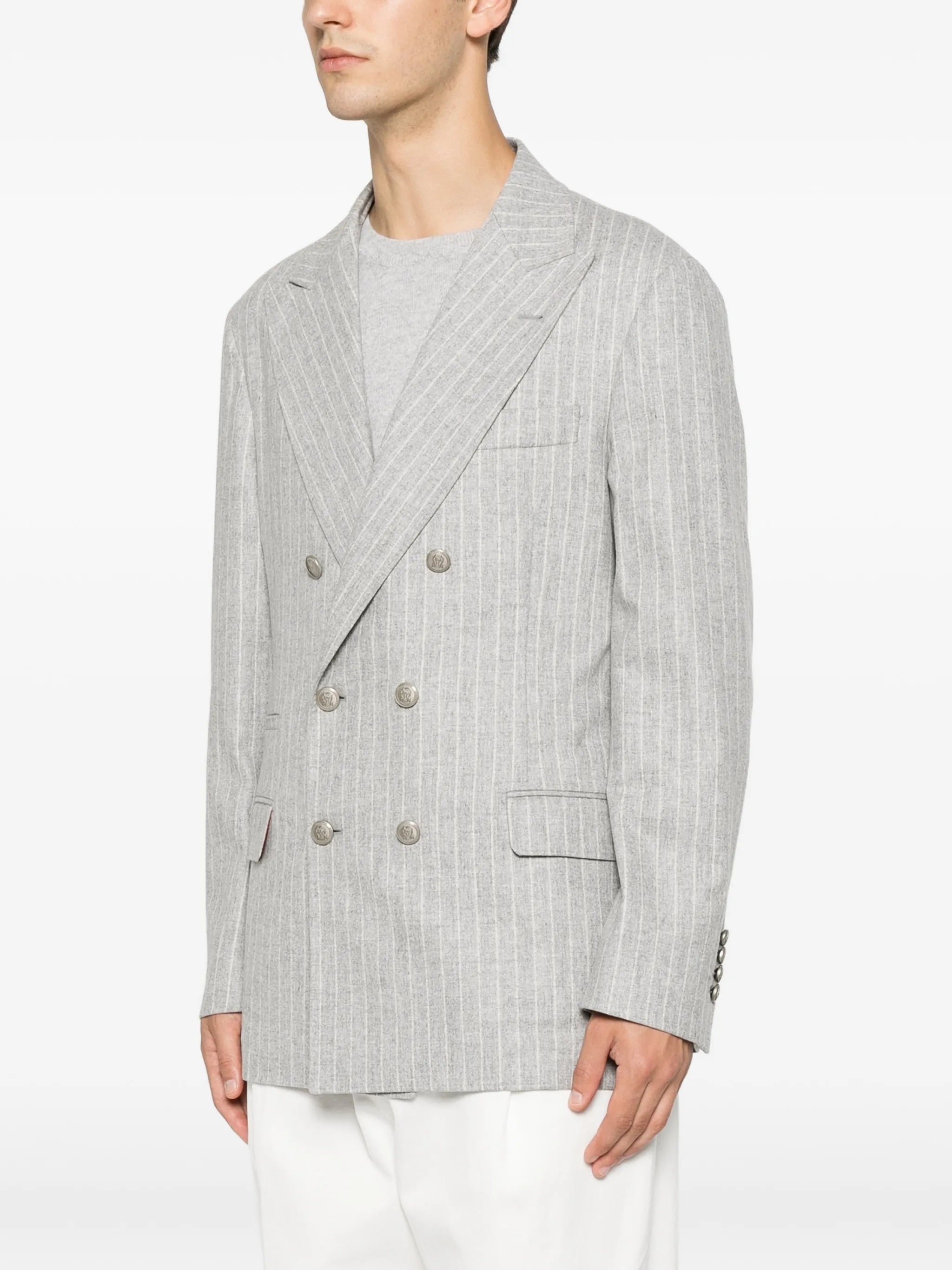 Brunello Cucinelli Brunello Cucinelli Pinstripe-pattern Double-breasted Blazer, view 2