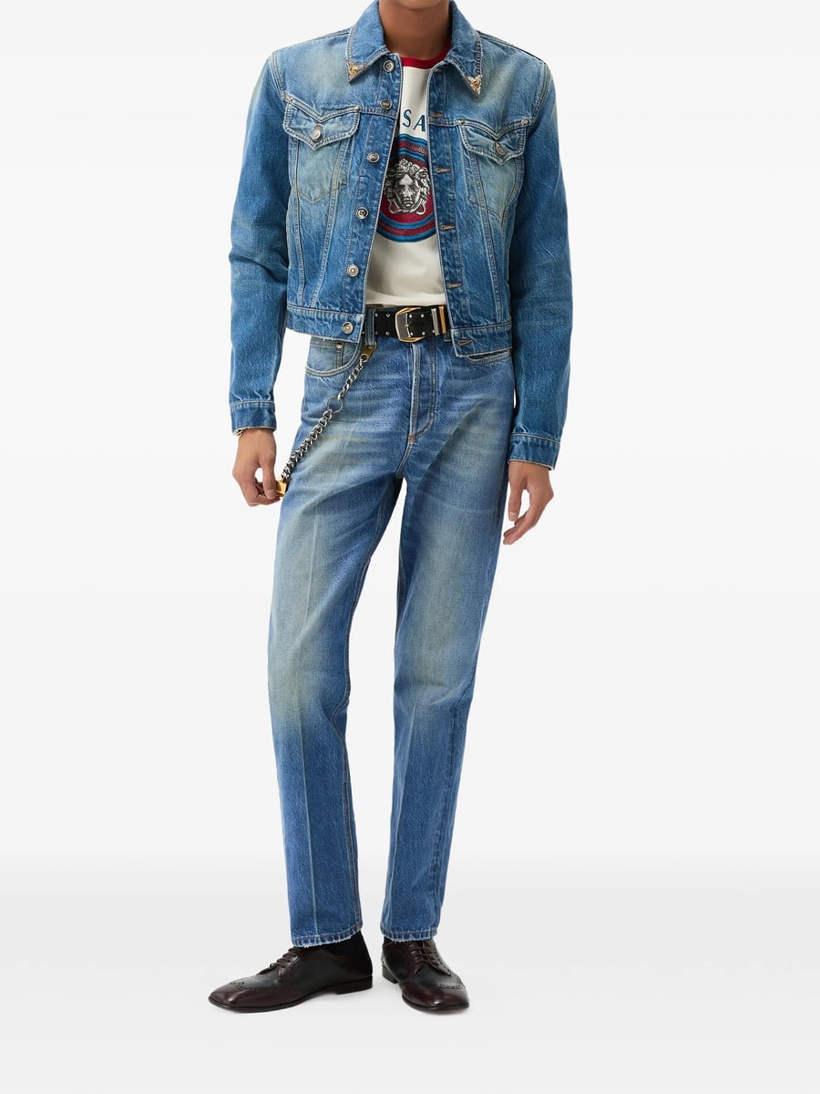 Versace Versace Distressed Straight Jeans, view 3