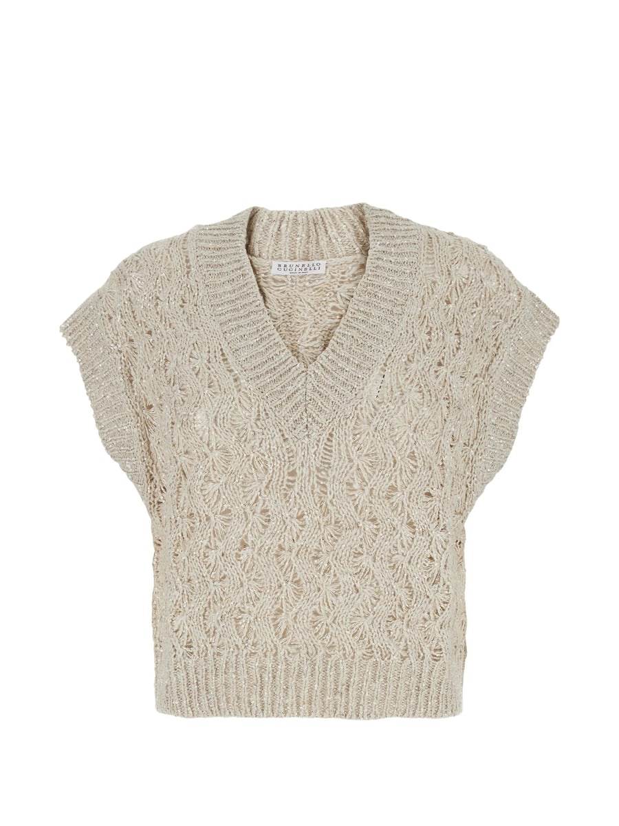 Brunello Cucinelli Brunello Cucinelli Sequin-embellished Open-knit Top