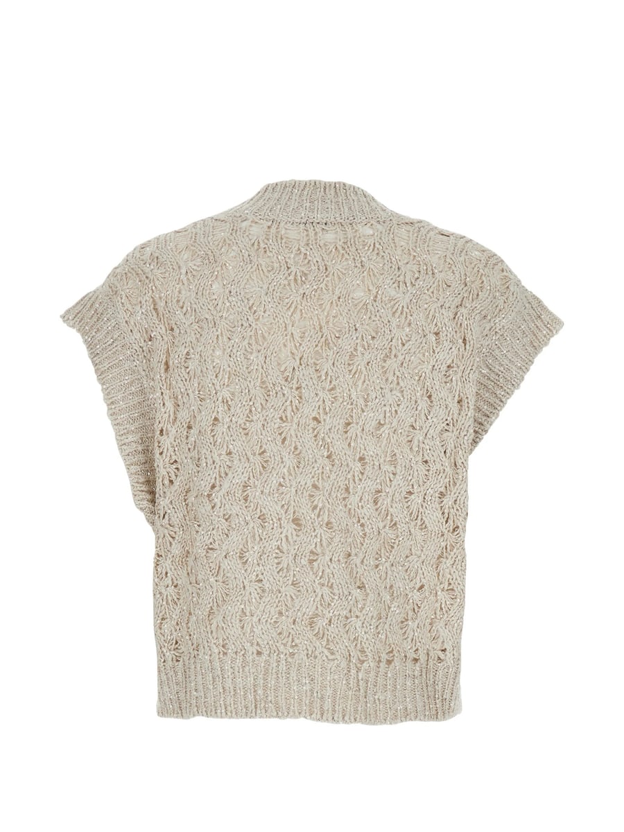 Brunello Cucinelli Brunello Cucinelli Sequin-embellished Open-knit Top, view 2
