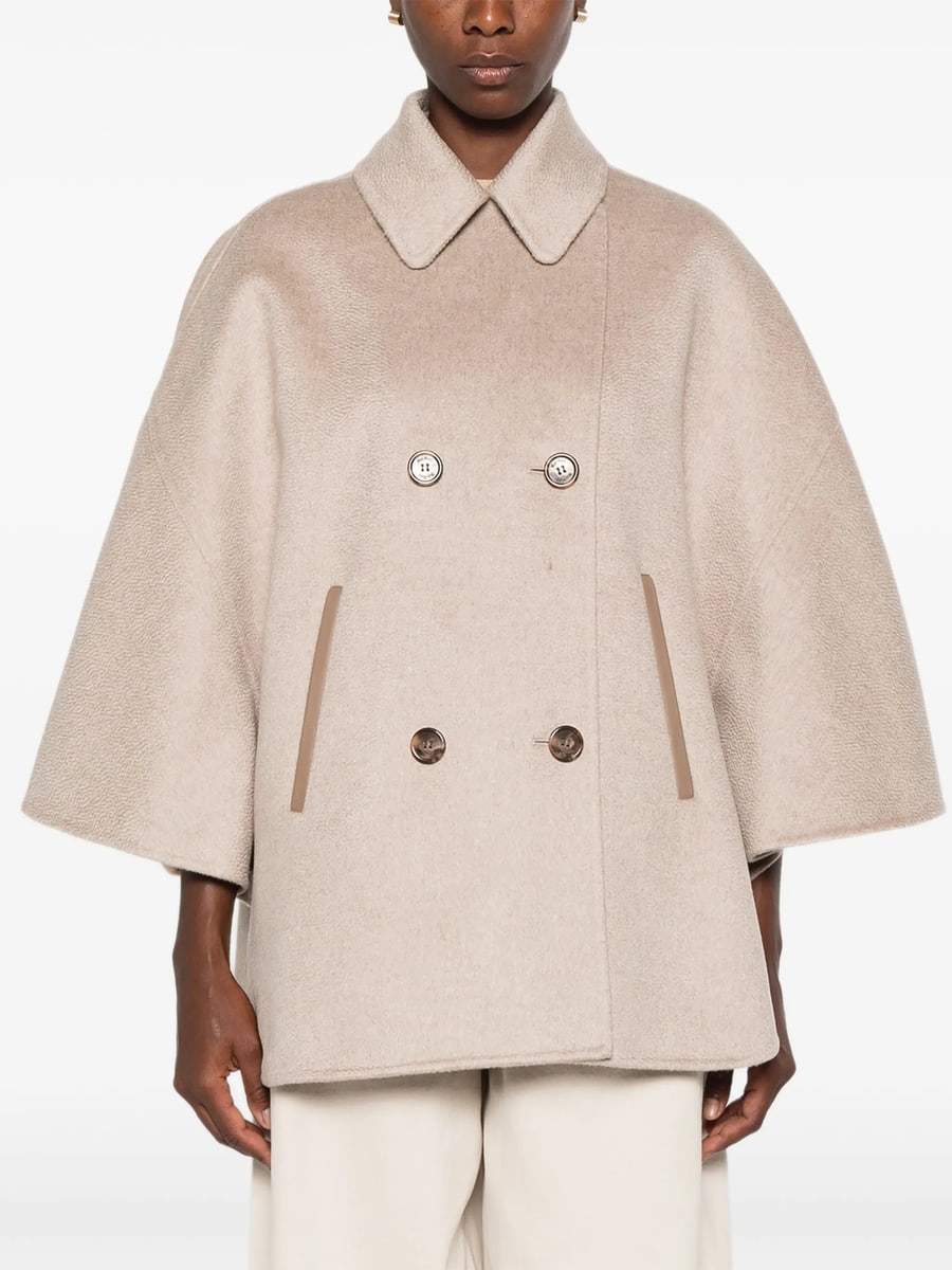 Max Mara Max Mara Aospite Double-breasted Cape-style Jacket, view 5