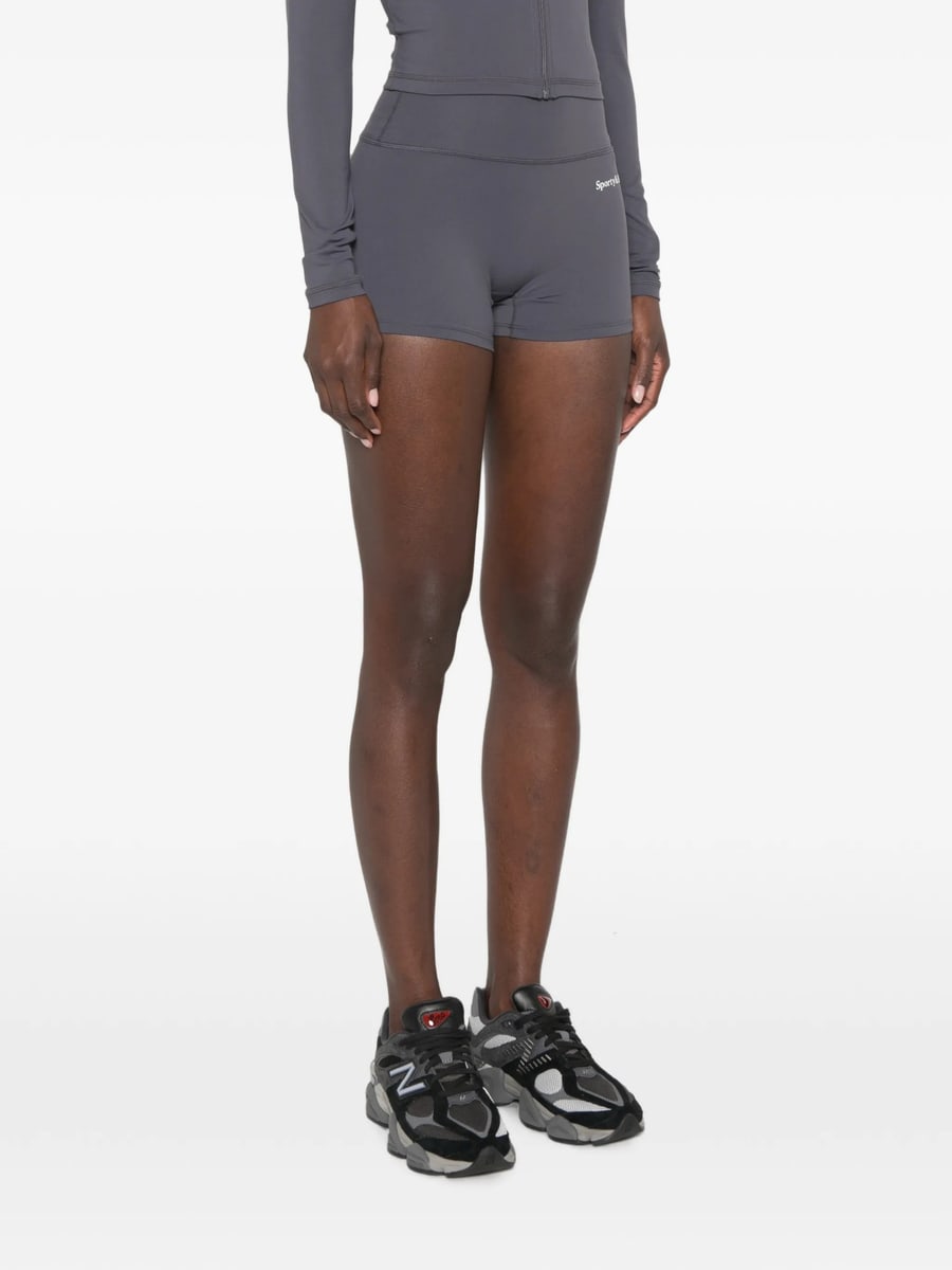 Sporty & Rich Sporty & Rich Logo-print High-waisted Shorts, view 2