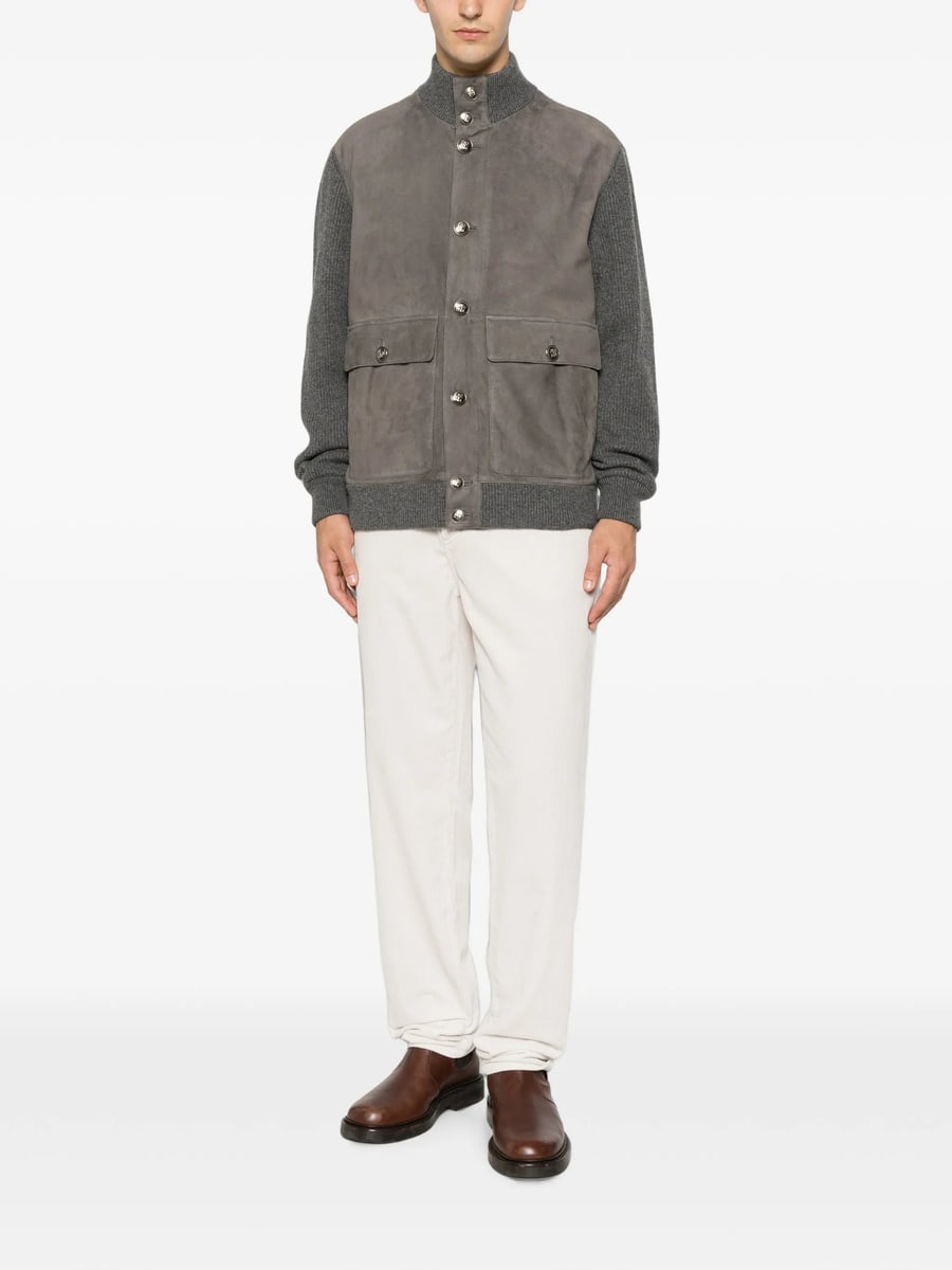 Brunello Cucinelli Brunello Cucinelli Suede-panel Ribbed Jacket, view 2
