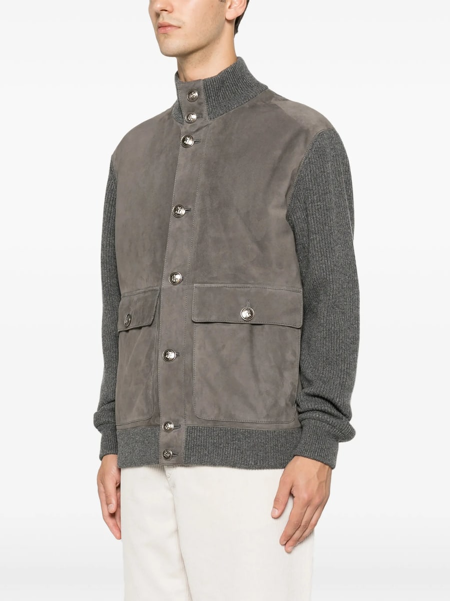 Brunello Cucinelli Brunello Cucinelli Suede-panel Ribbed Jacket, view 4