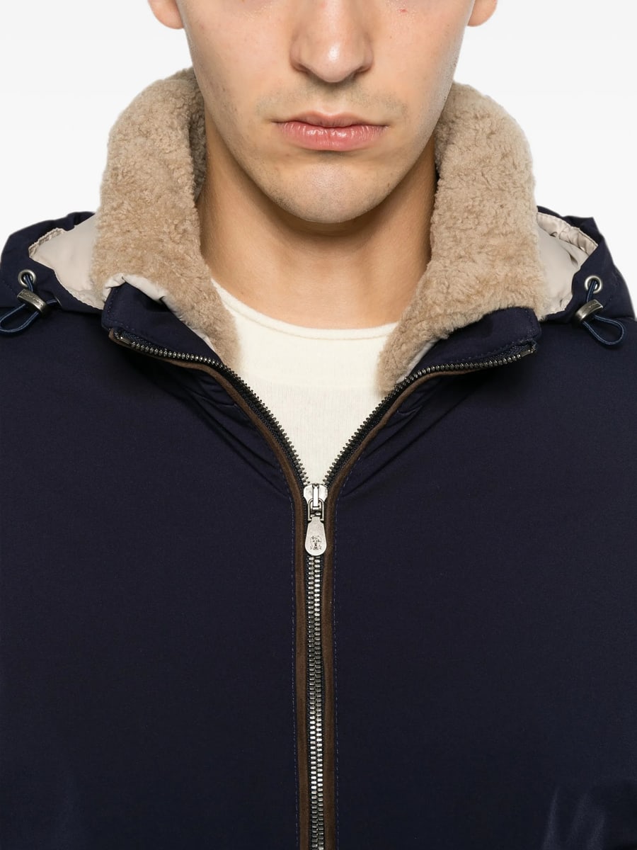 Brunello Cucinelli Brunello Cucinelli Shearling-collar Hooded Jacket, view 2