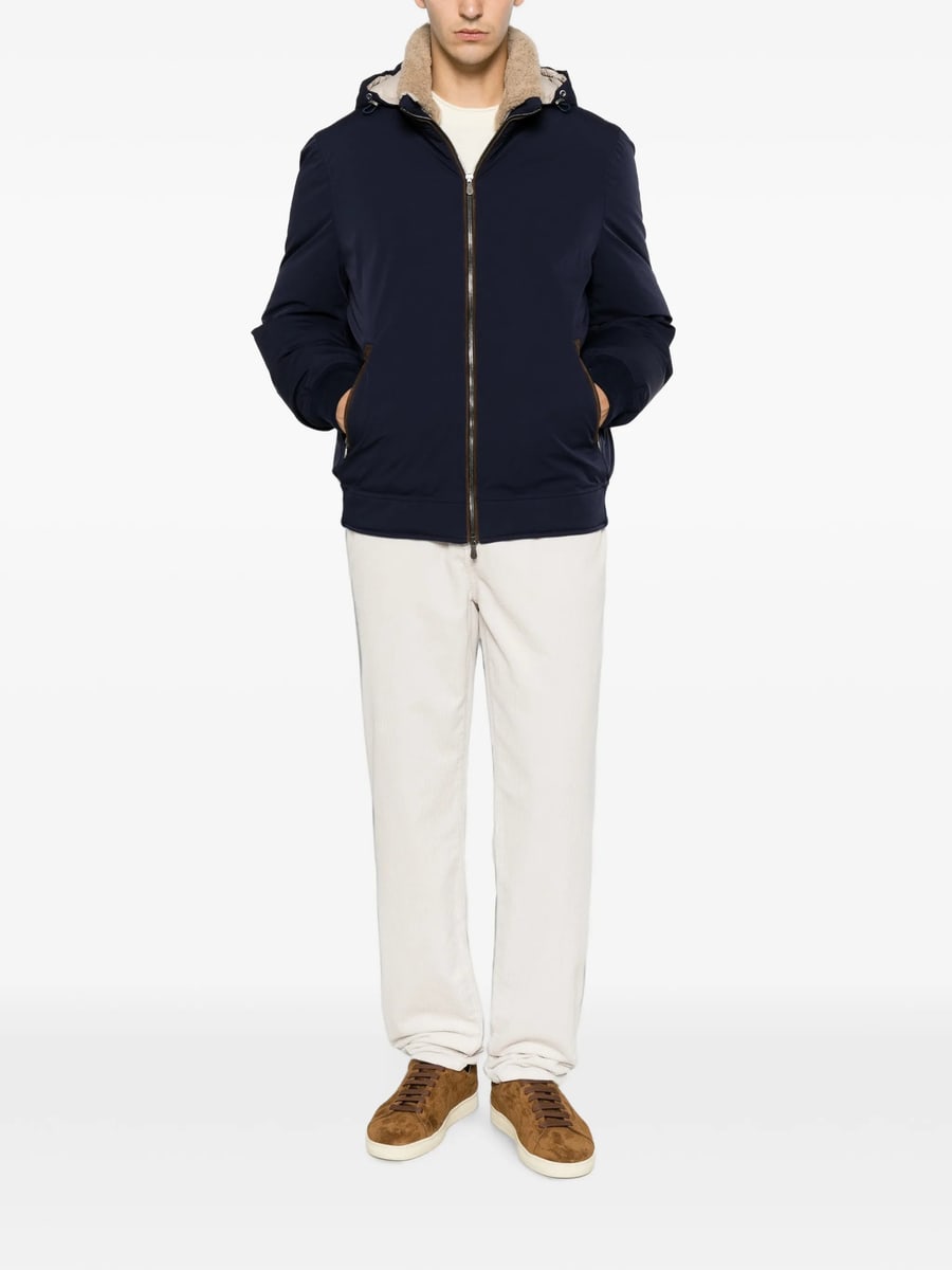 Brunello Cucinelli Brunello Cucinelli Shearling-collar Hooded Jacket, view 3