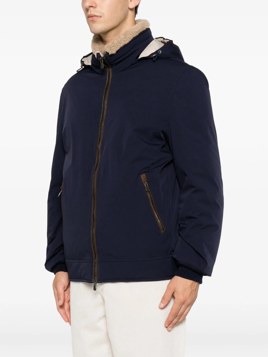 Brunello Cucinelli Brunello Cucinelli Shearling-collar Hooded Jacket, view 4