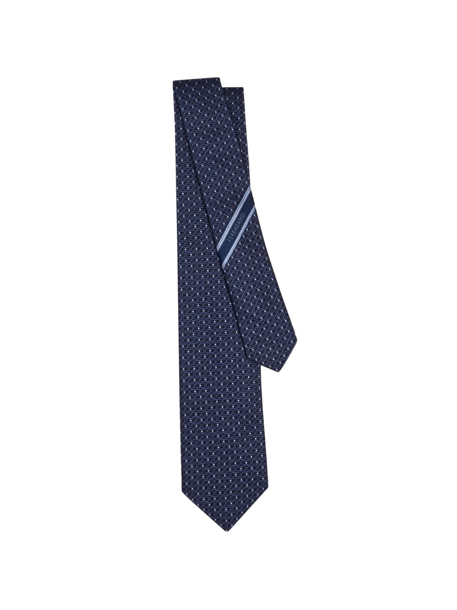Ferragamo Ferragamo Double-Gancini Silk Jacquard Tie