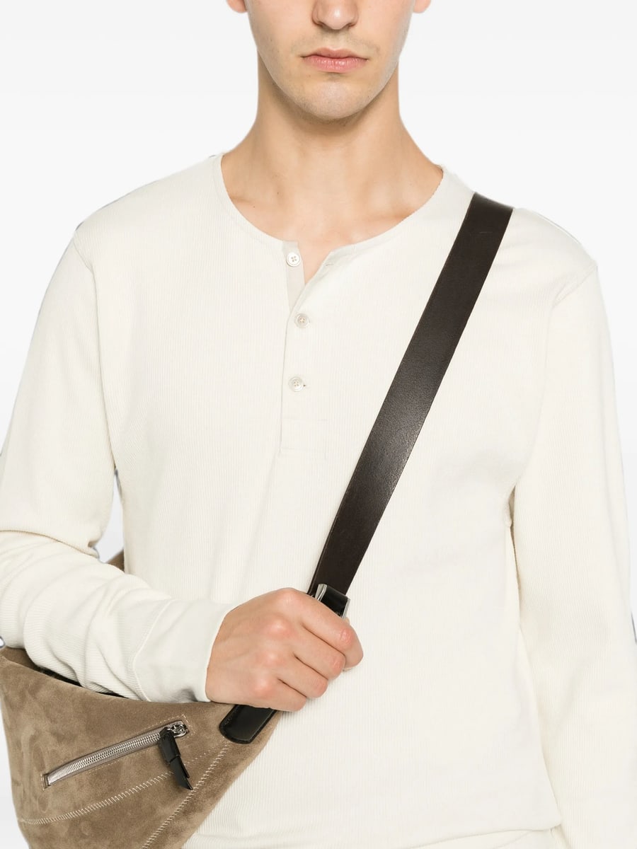 Lemaire Lemaire Long-sleeve Henley T-shirt In Linen And Cotton-ribbed Jersey, view 2