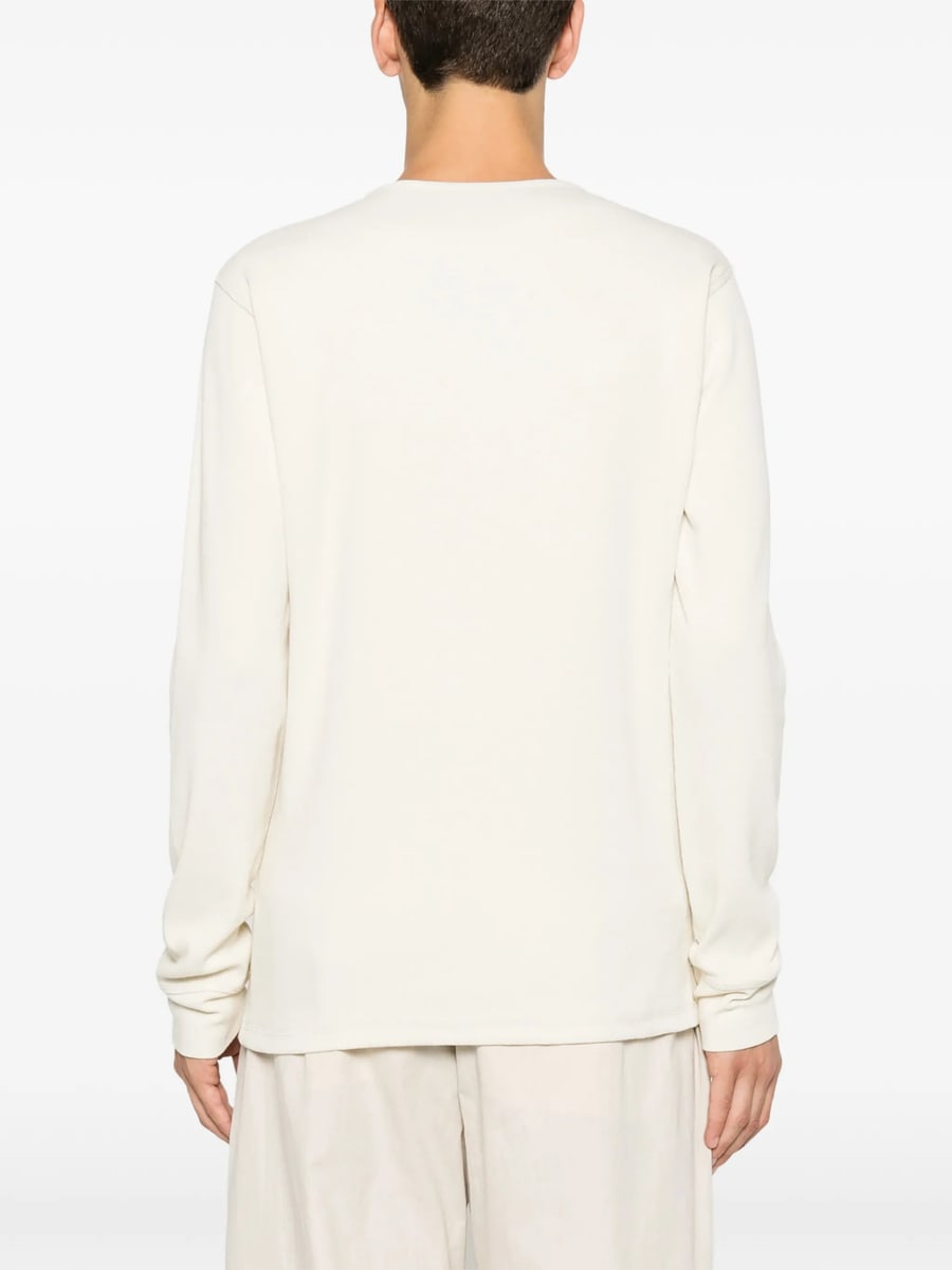 Lemaire Lemaire Long-sleeve Henley T-shirt In Linen And Cotton-ribbed Jersey, view 3