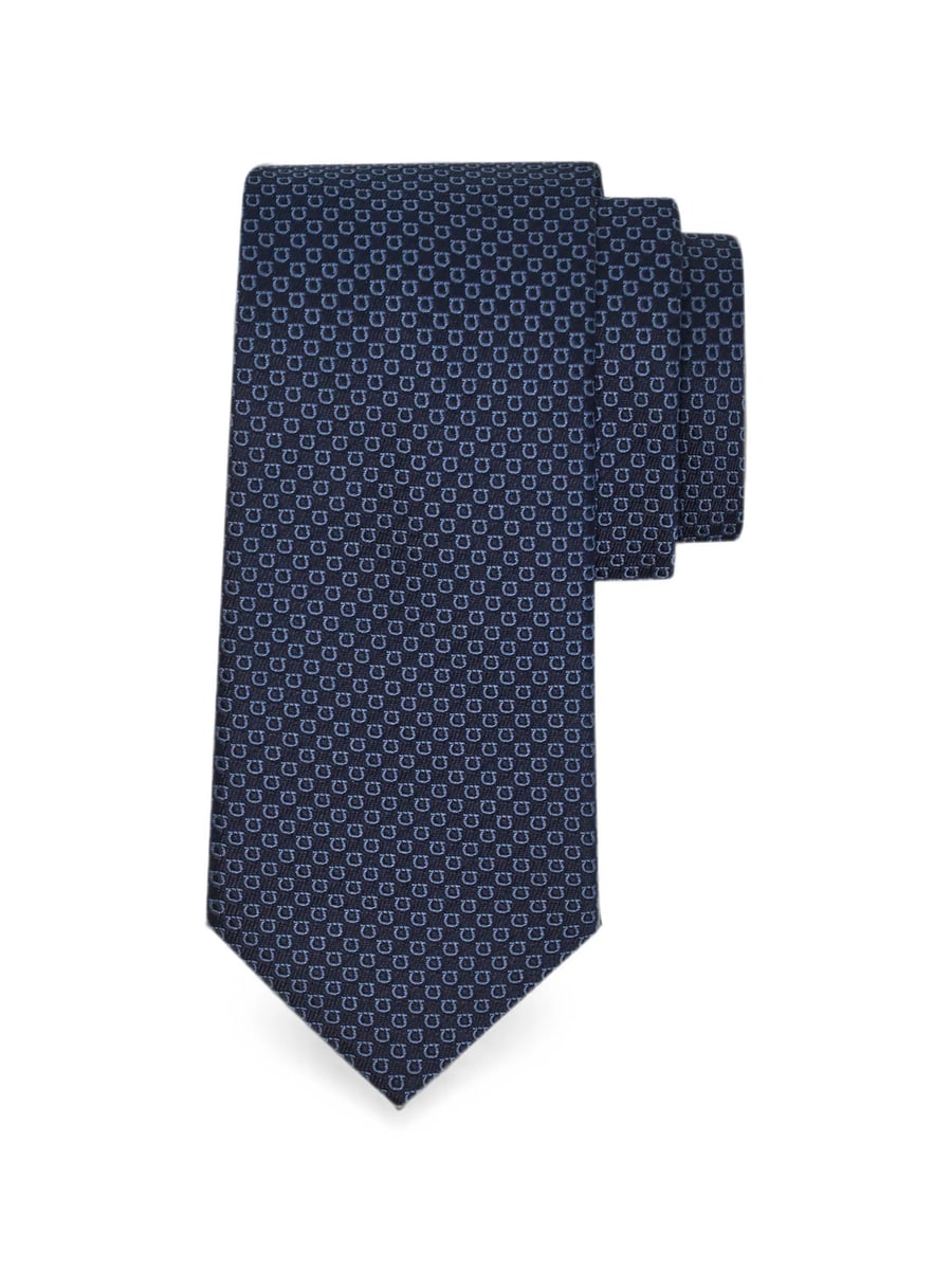 Ferragamo Ferragamo Micro Gancini-print Silk Jacquard Tie