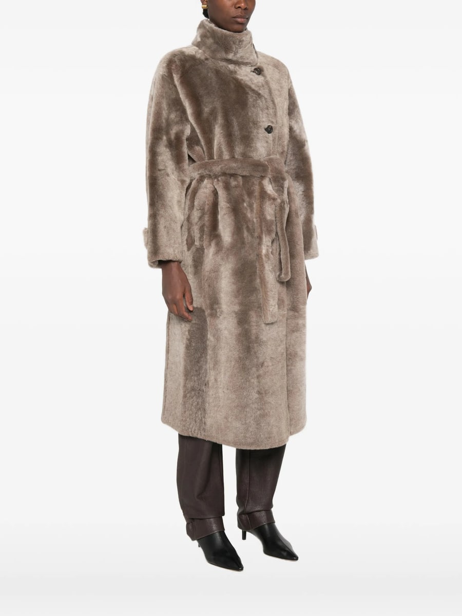 Brunello Cucinelli Brunello Cucinelli Belted Shearling Coat, view 3