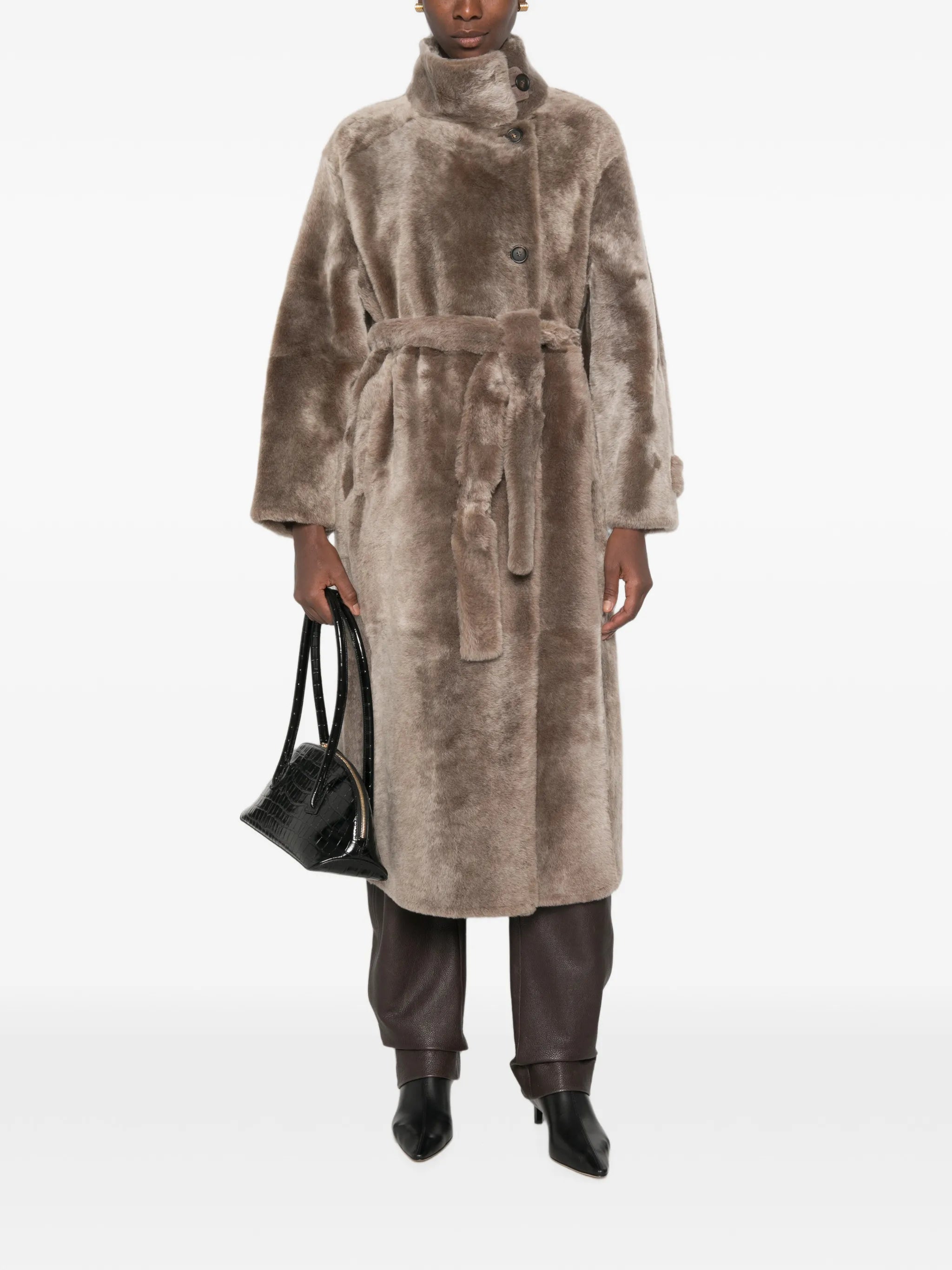 Brunello Cucinelli Brunello Cucinelli Belted Shearling Coat, view 2