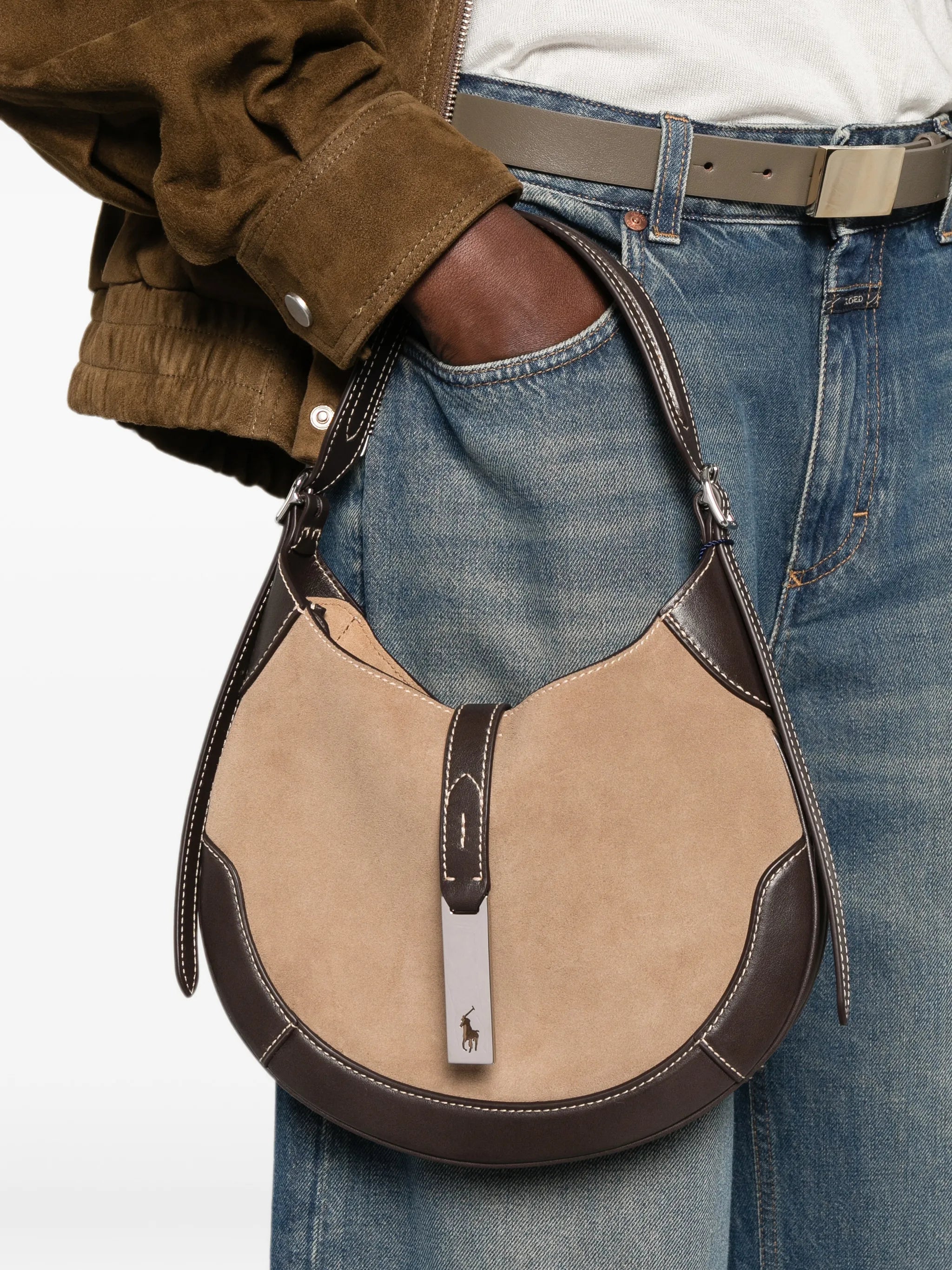 Ralph Lauren Ralph Lauren Polo ID Panelled Suede Shoulder Bag, view 2