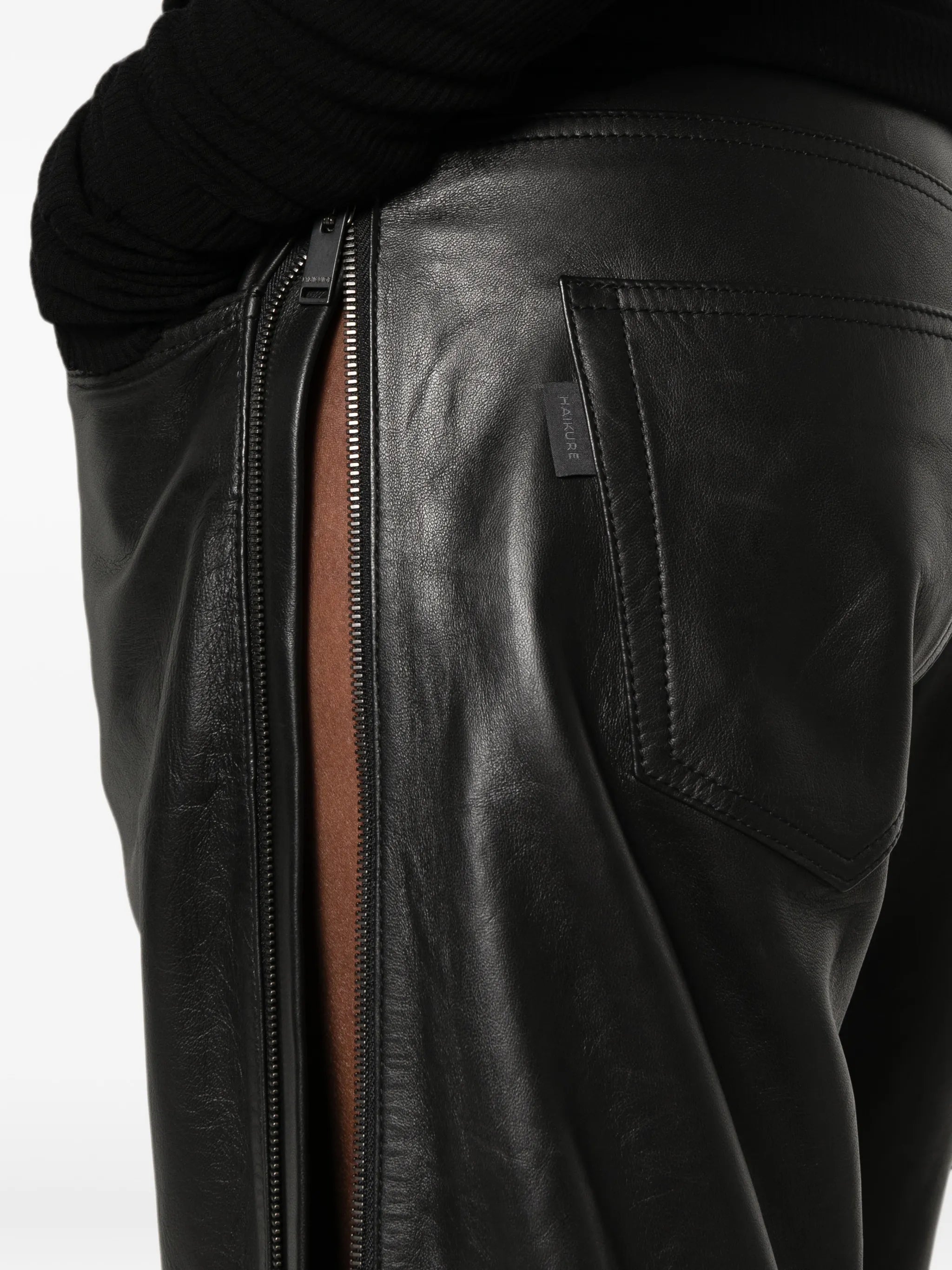 Haikure Haikure Belt-loops Leather Trousers, view 2