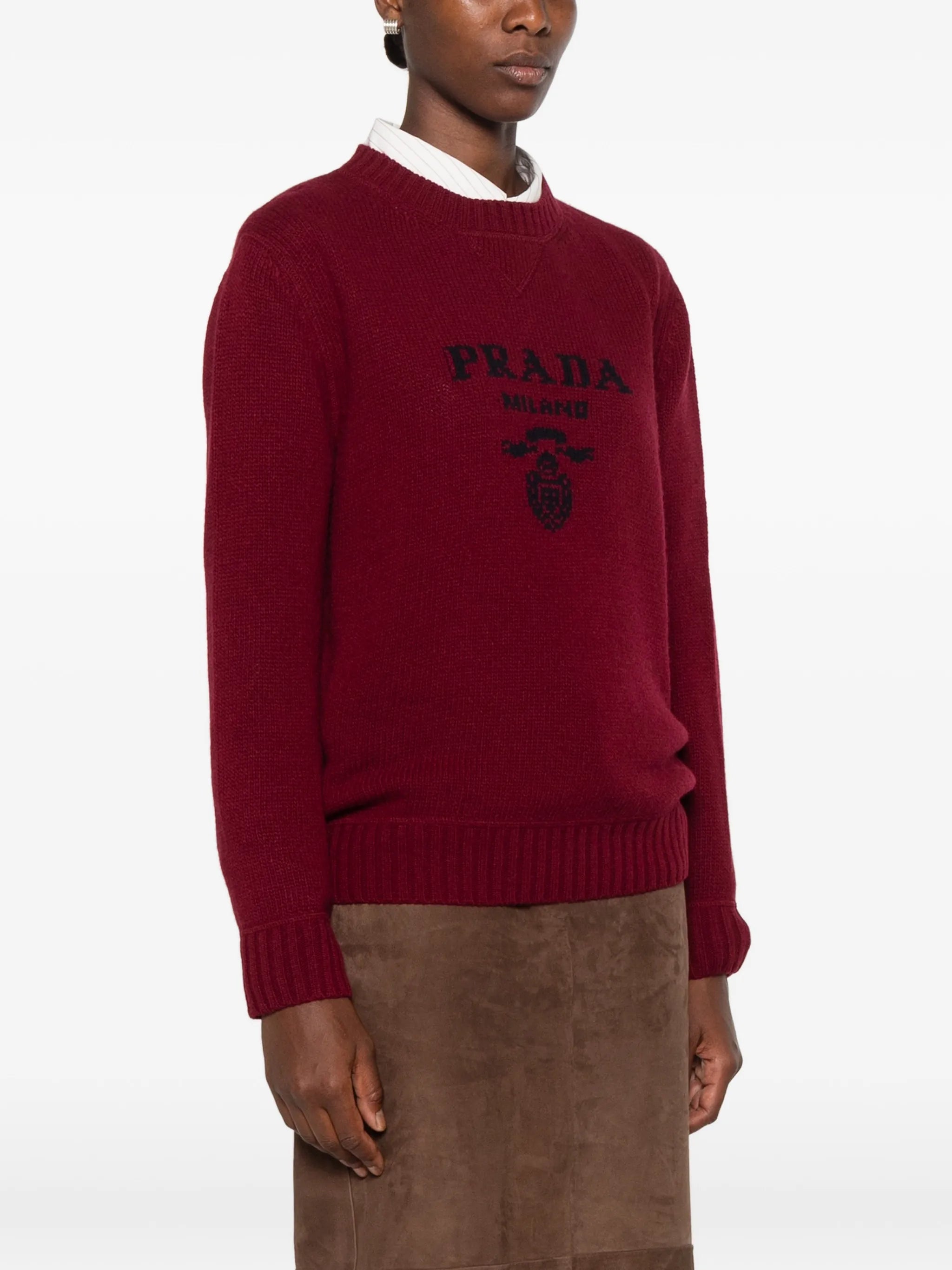 Prada Prada Logo-detail Ribbed-knit Sweater, view 2