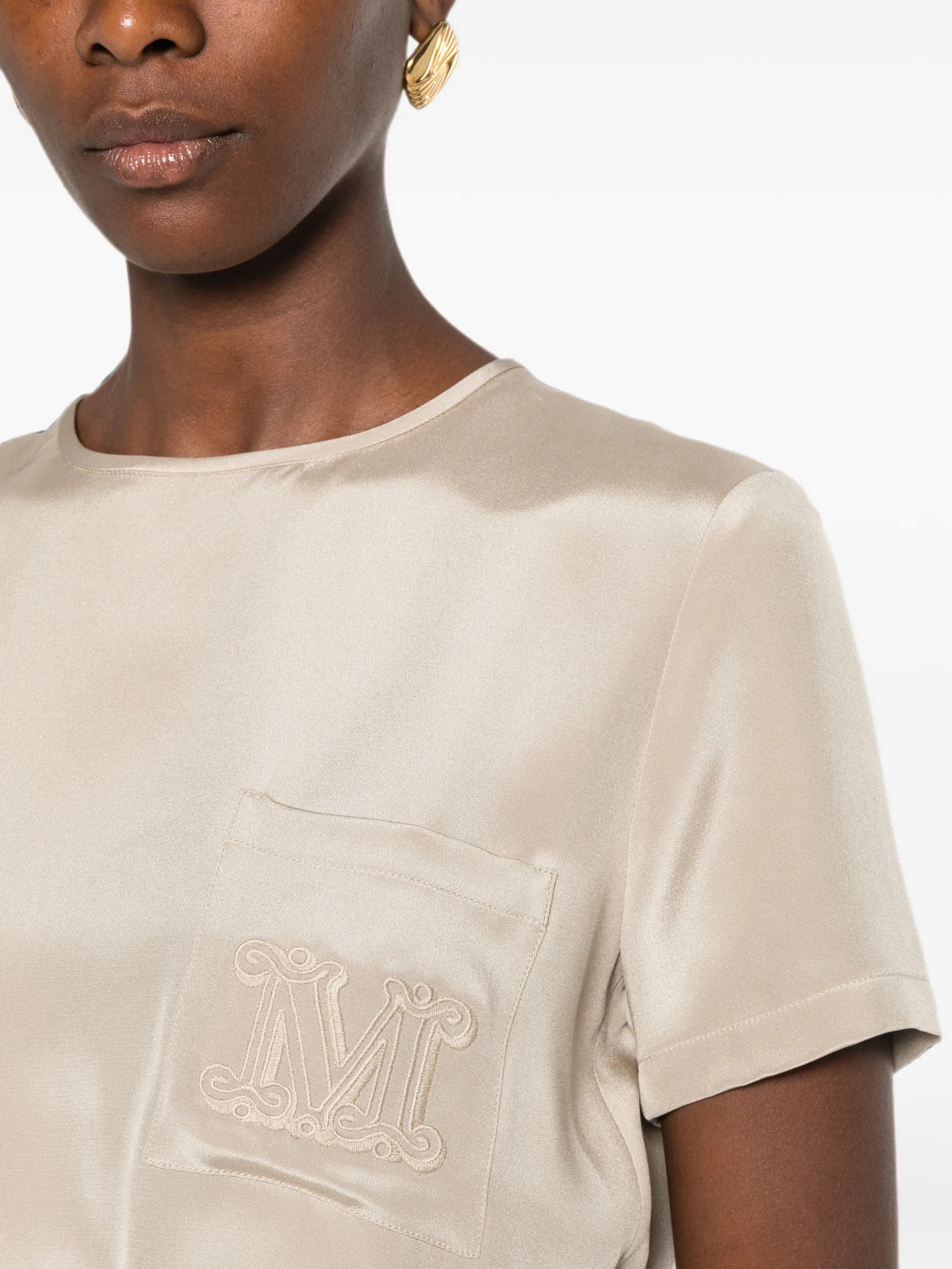 Max Mara Max Mara Pagano Logo-embroidered Pocket T-shirt, view 2