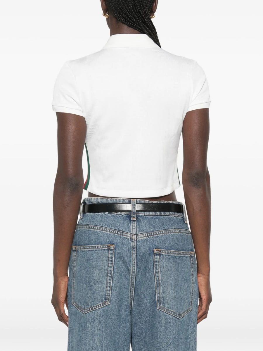 Gucci Gucci Web-stripe Cropped Polo Top, view 2