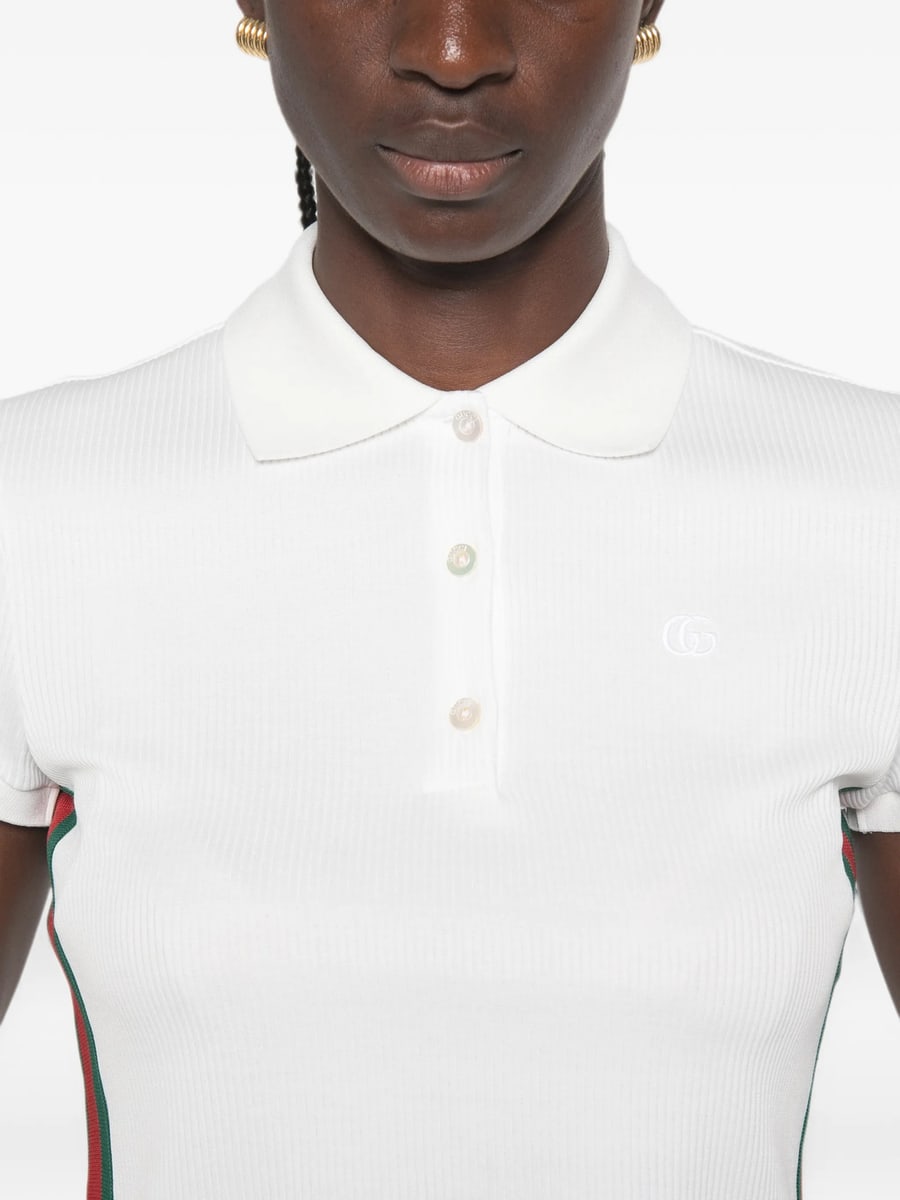 Gucci Gucci Web-stripe Cropped Polo Top, view 4