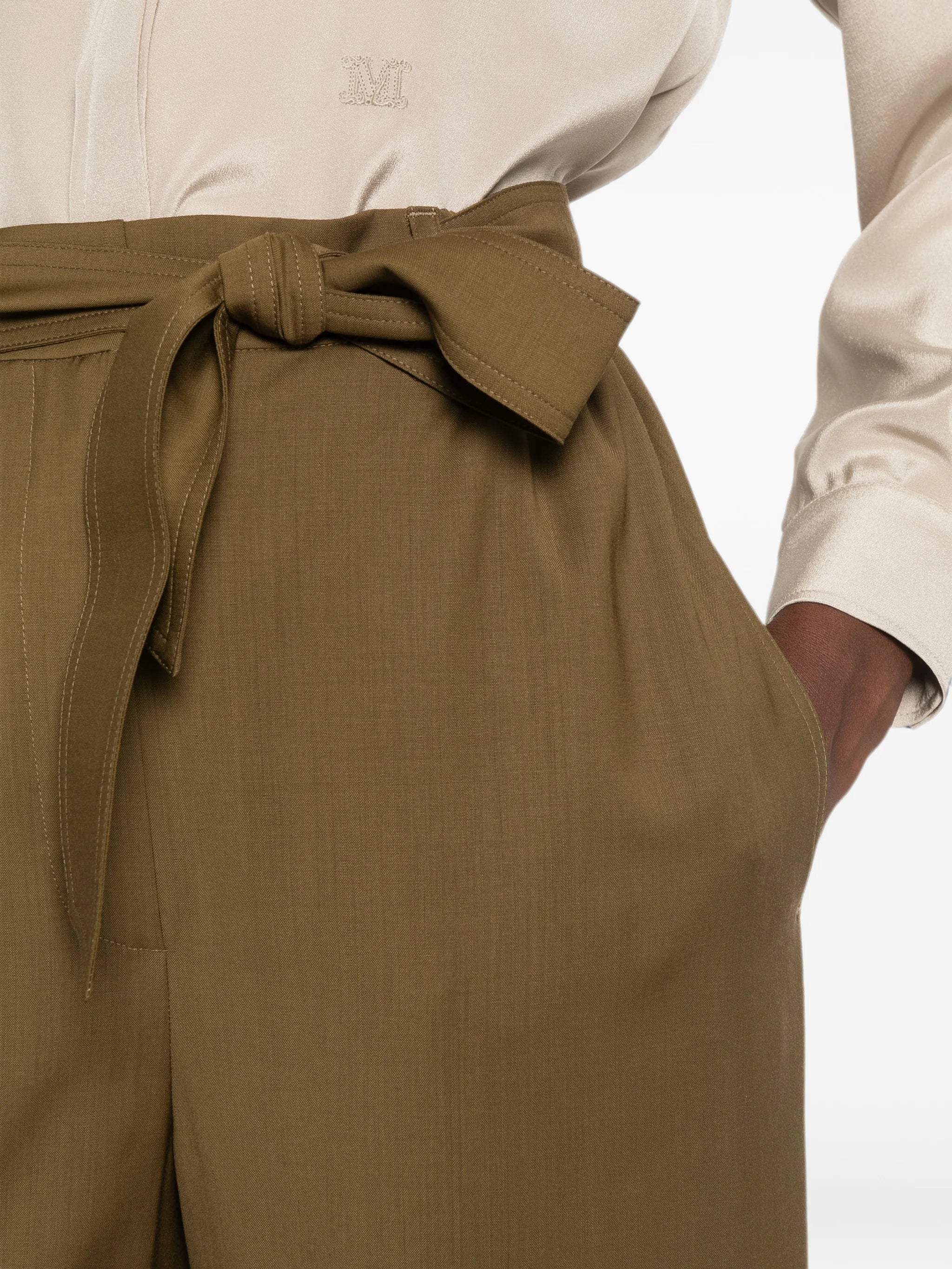 Max Mara Max Mara Editto Belted Virgin-wool Trousers, view 2