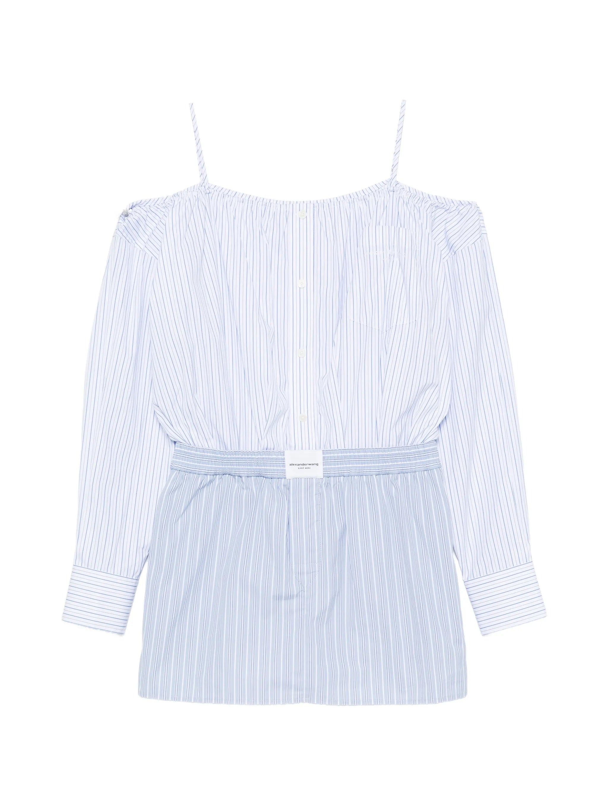Alexander Wang Alexander Wang Striped Off-shoulder Mini Dress