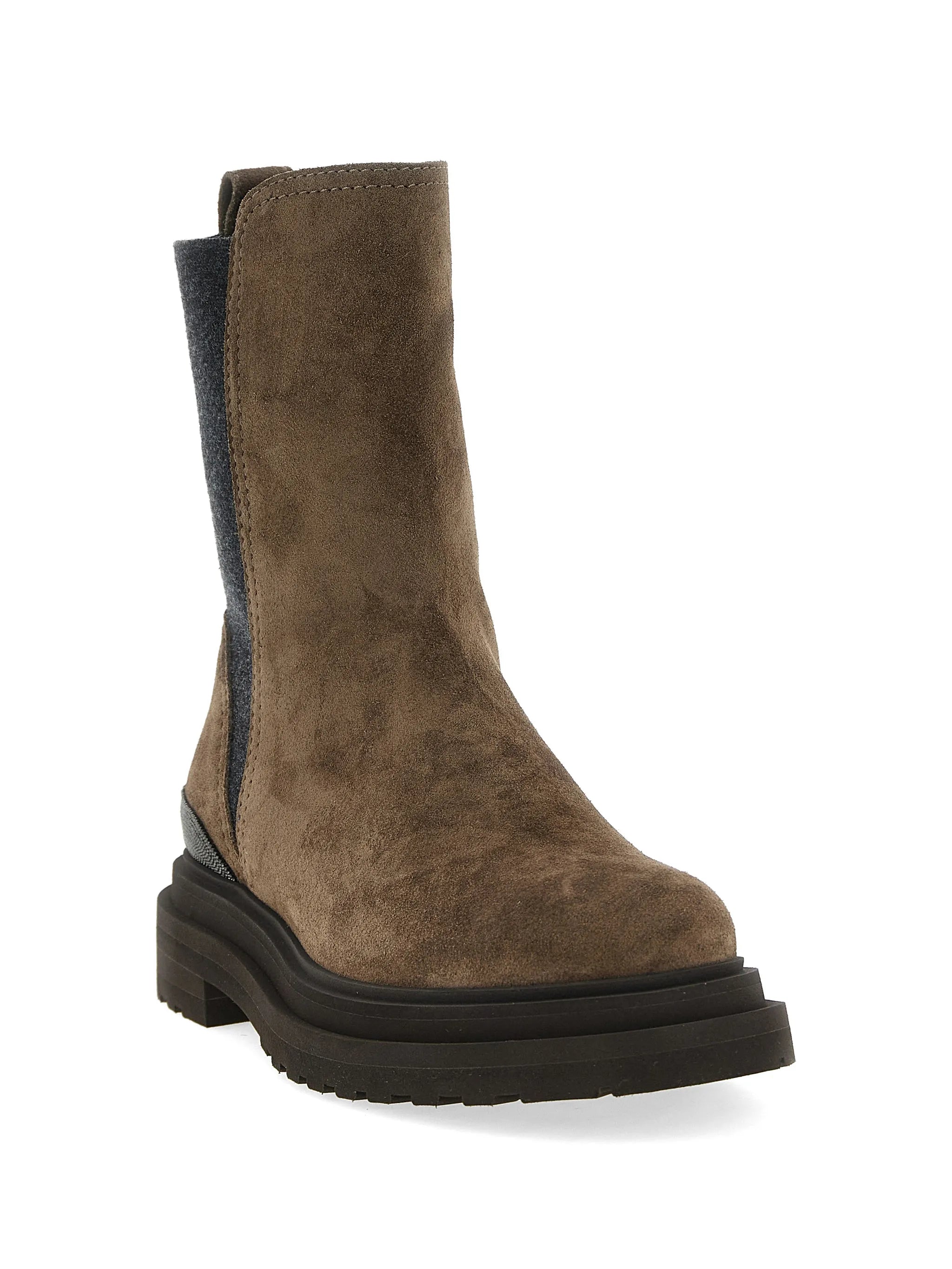 Brunello Cucinelli Brunello Cucinelli Monili-embellished Suede Ankle Boots, view 2