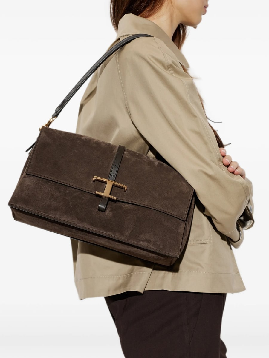 Tod's Tod's T Timeless Suede Shoulder Bag, view 3
