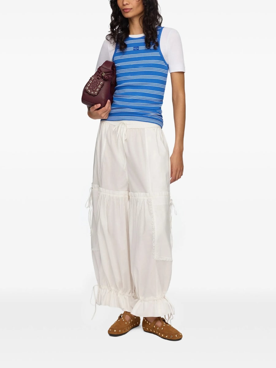 Ganni Ganni Ruffled Drawstring Trousers, view 3