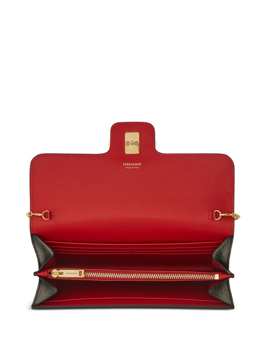 Ferragamo Ferragamo Gancini Wallet With Shoulder Strap, view 4