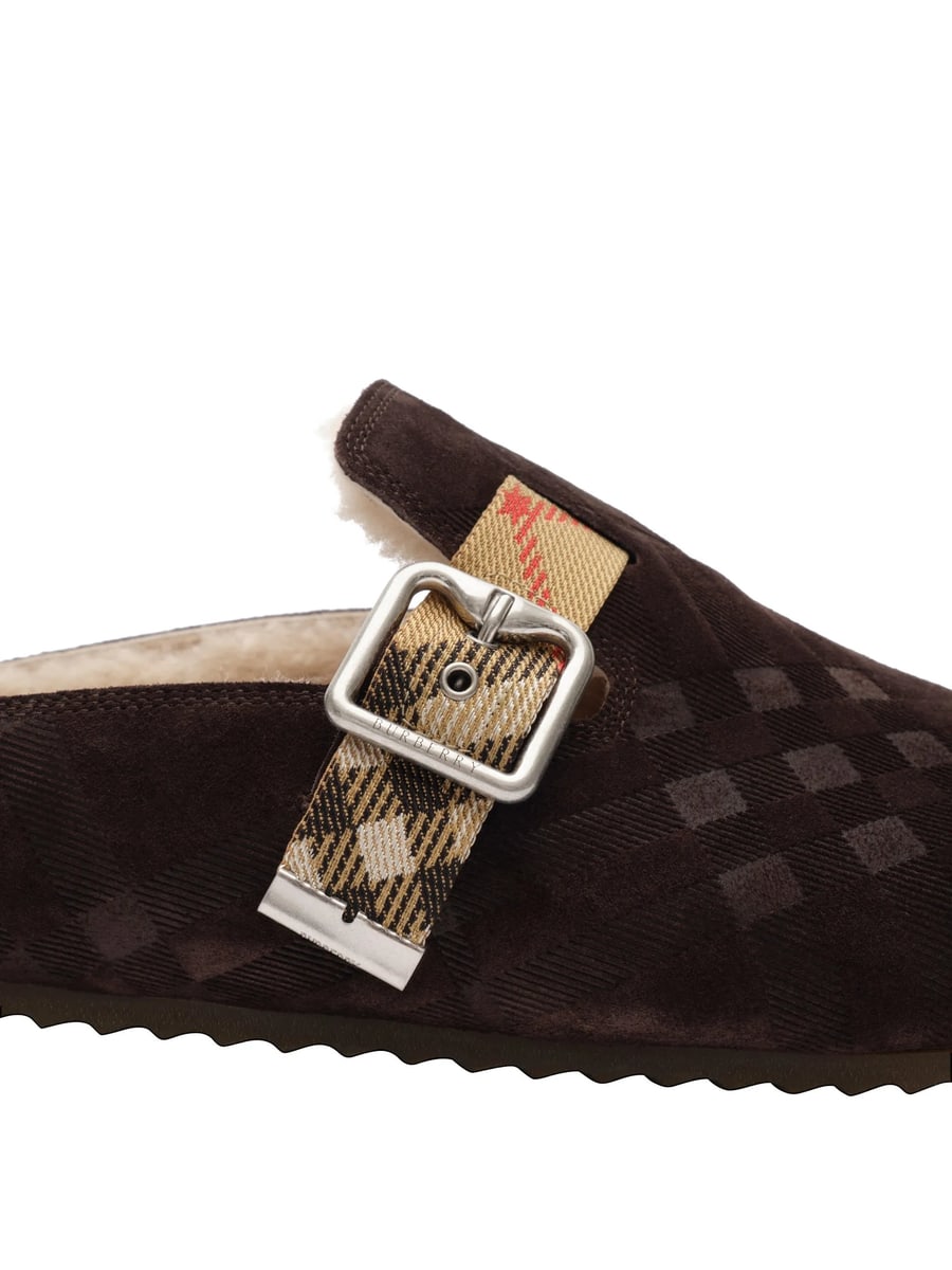 Burberry Burberry Check Shearling Urchin Clogs, view 3