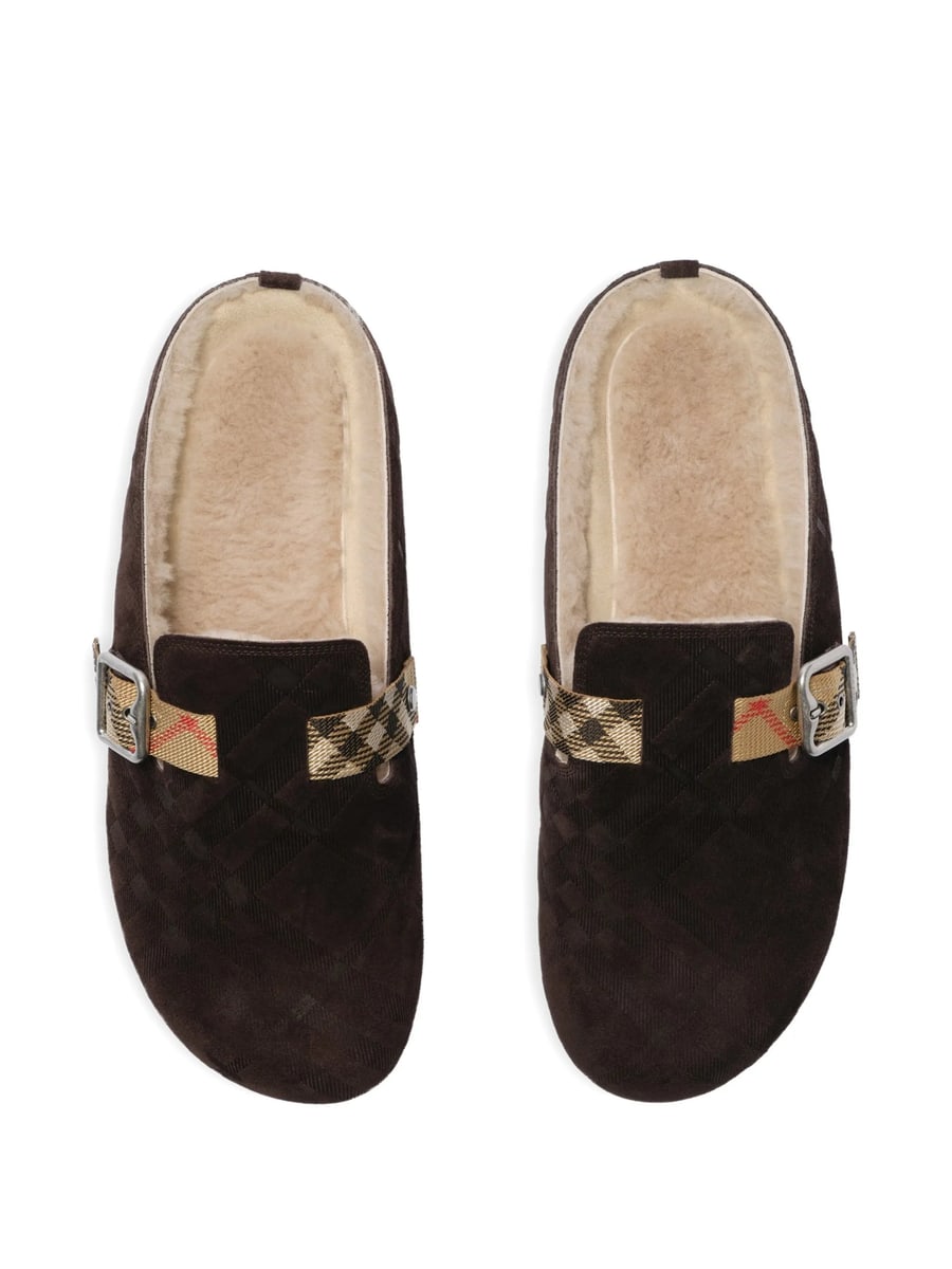 Burberry Burberry Check Shearling Urchin Clogs, view 4