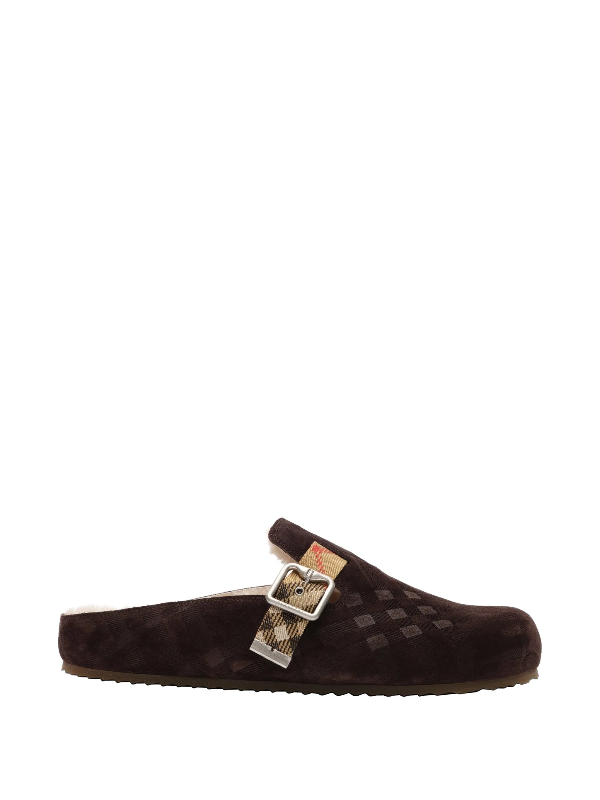 Burberry Burberry Check Shearling Urchin Clogs