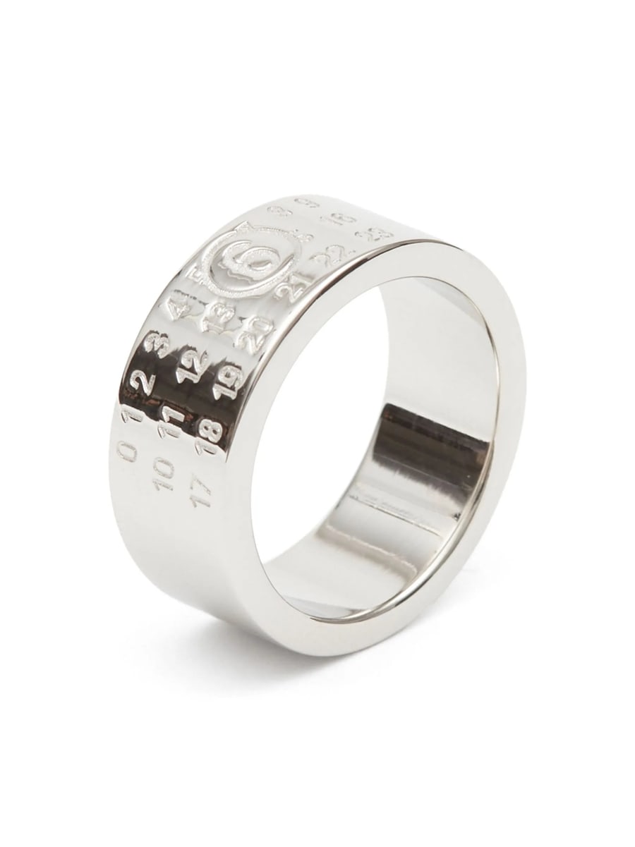 MM6 Maison Margiela Mm6 Maison Margiela Numeric Engraved Polished Ring, view 2