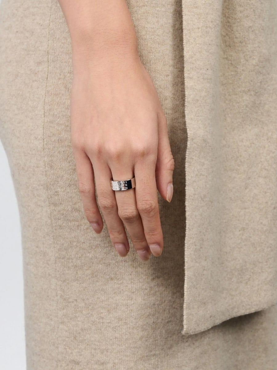 MM6 Maison Margiela Mm6 Maison Margiela Numeric Engraved Polished Ring, view 3