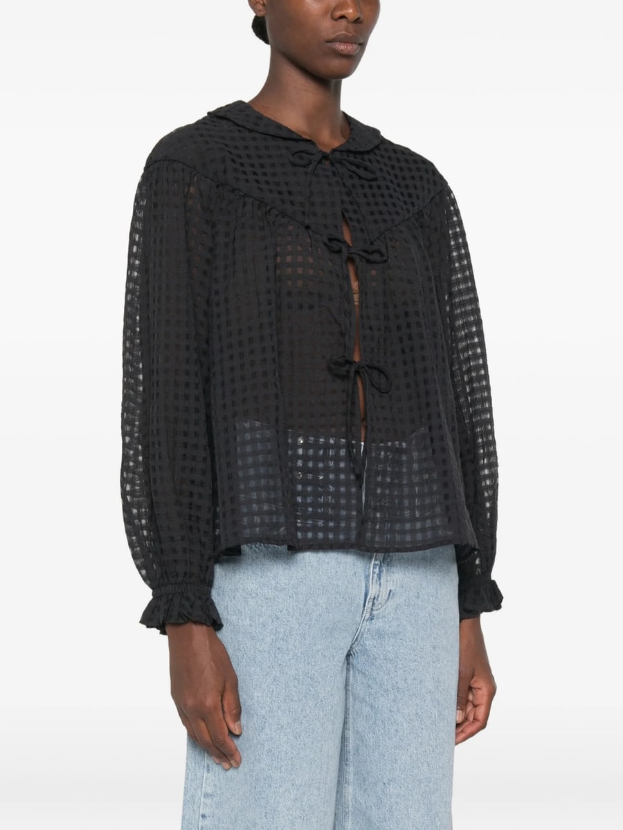 Stine Goya Stine Goya Gingham Tie-fastening Blouse, view 3